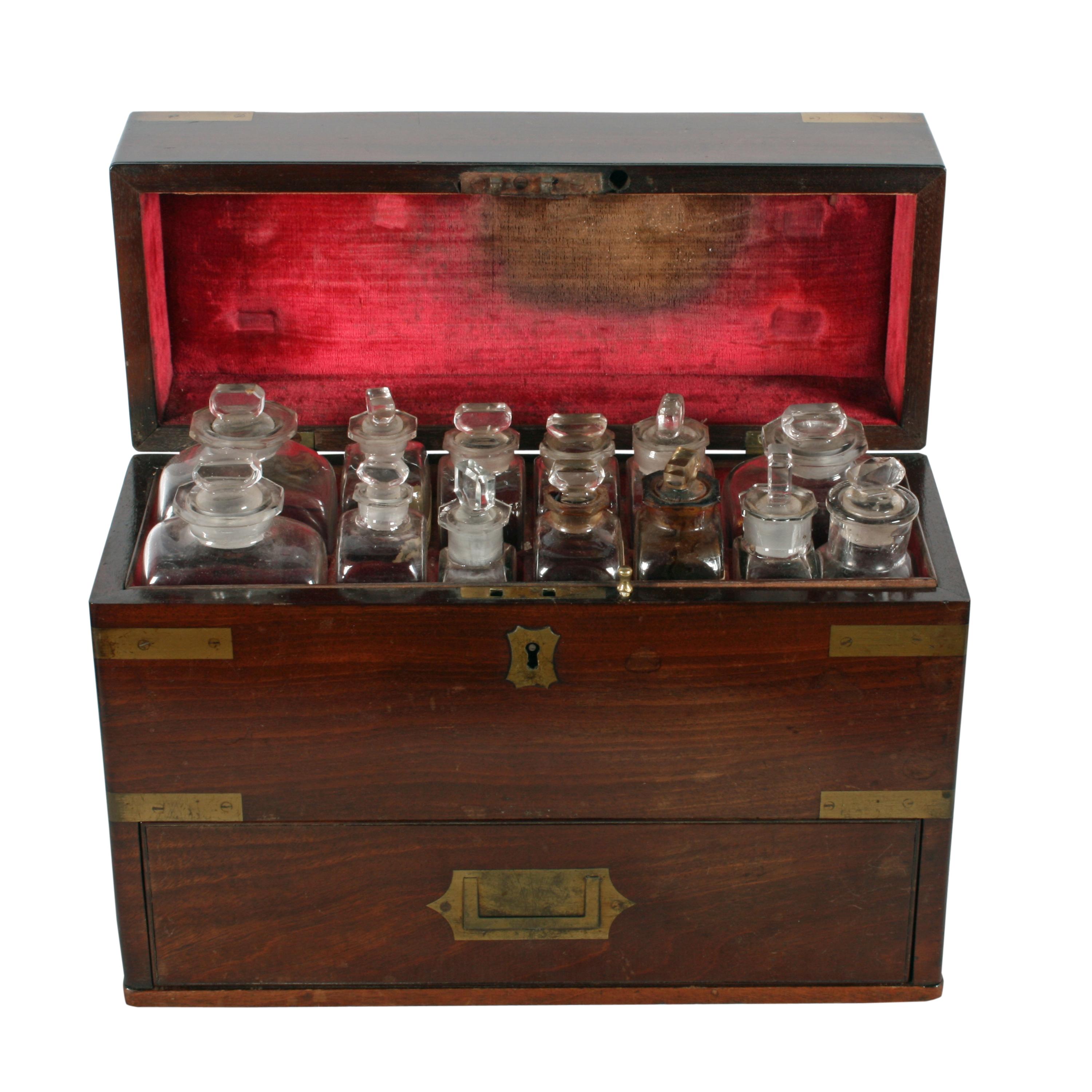 English 19th Century Brass Bound Apothecary Box For Sale