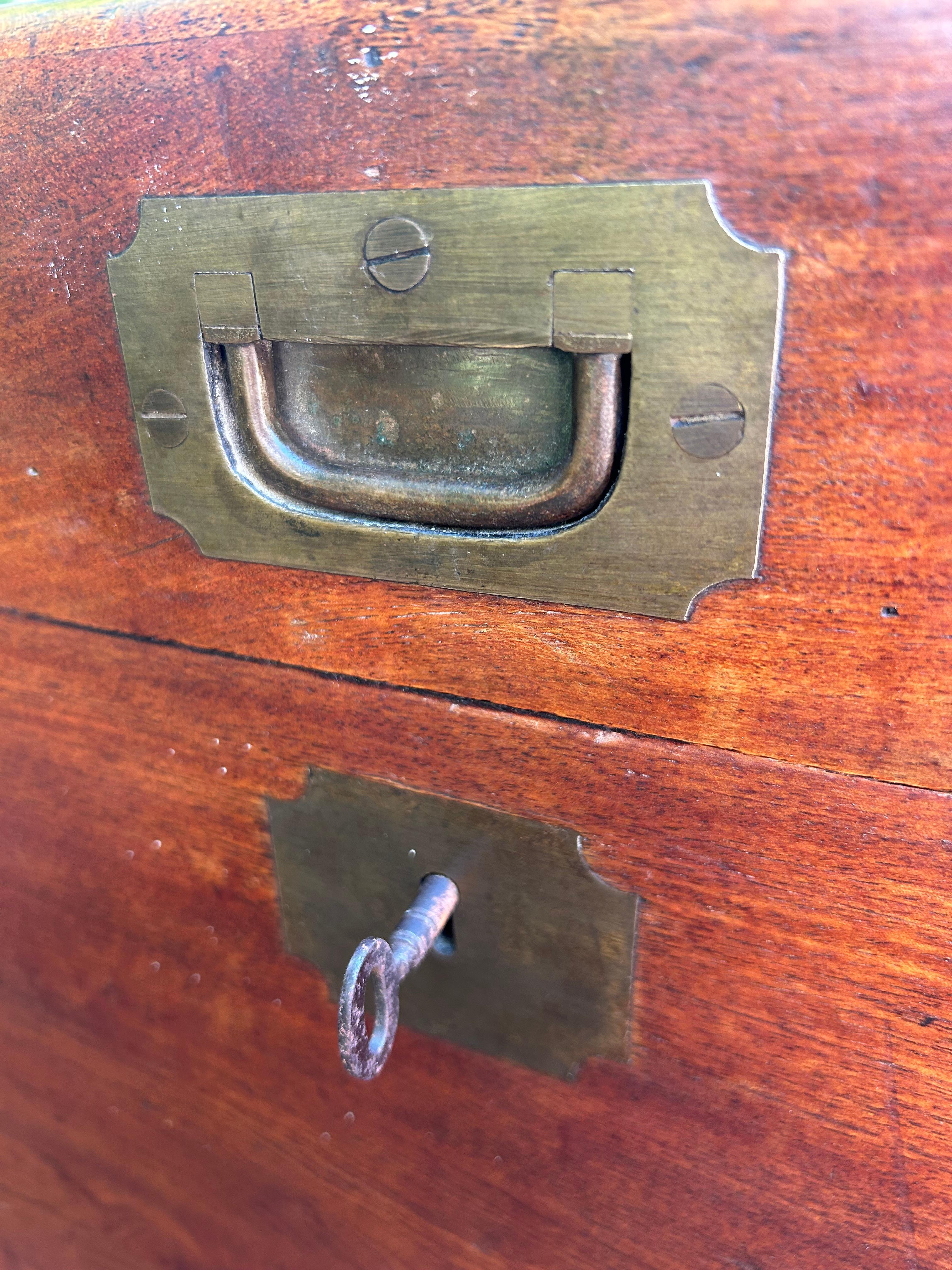 Hand-Crafted 19th Century Brass Bound Camphor Chest For Sale