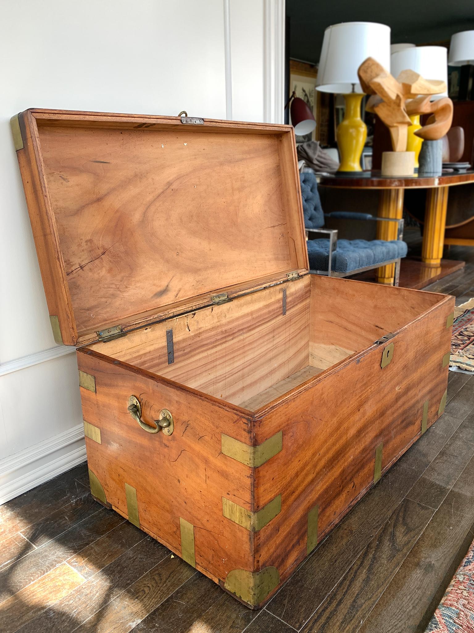 19th Century Brass-Bound Camphorwood Chest For Sale 4