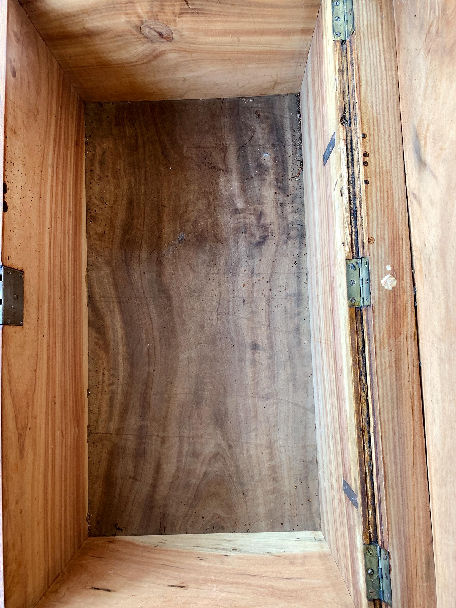 Cassapanca in legno di canfora rilegata in ottone del XIX secolo in vendita 8
