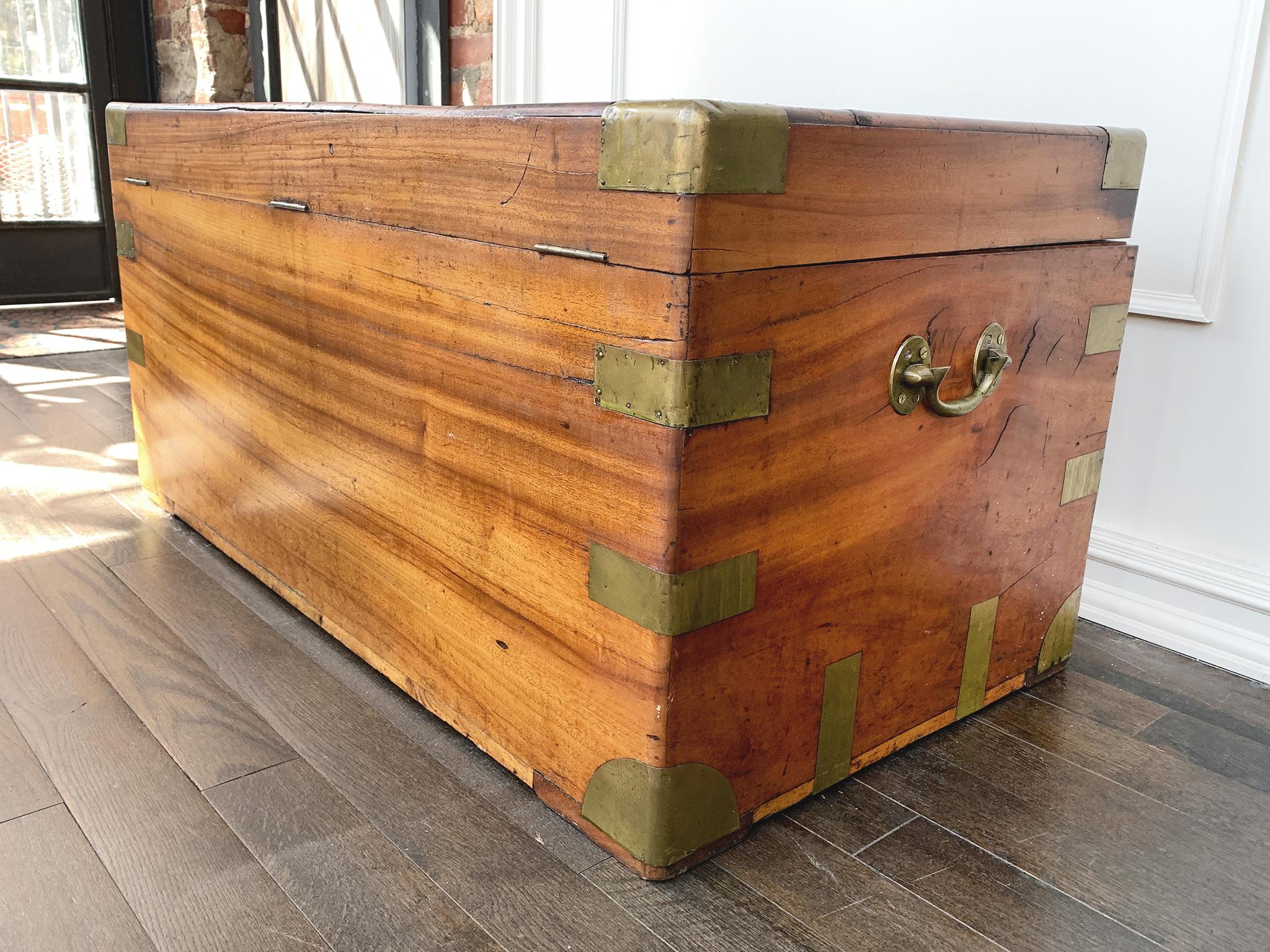 19th Century Brass-Bound Camphorwood Chest For Sale 8