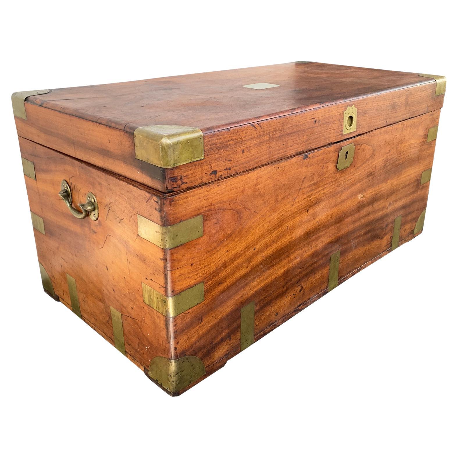 19th Century Brass-Bound Camphorwood Chest For Sale