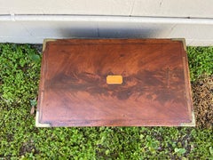 19th Century Brass Bound Mahogany British Campaign Trunk with Drawer