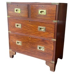 19th Century Brass Bound Mahogany Campaign Chest of Drawers