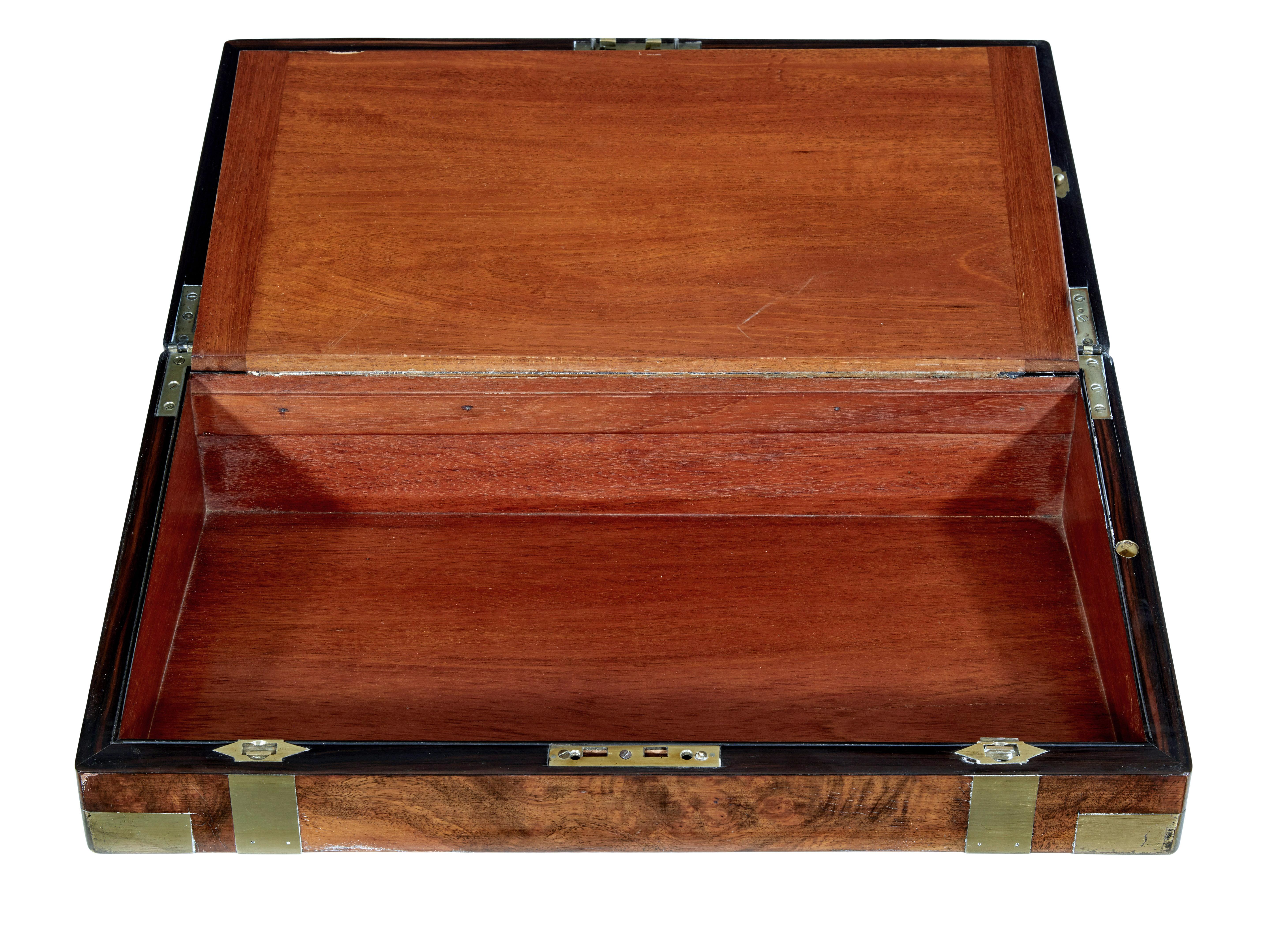 English 19th Century brass bound mahogany writing slope For Sale