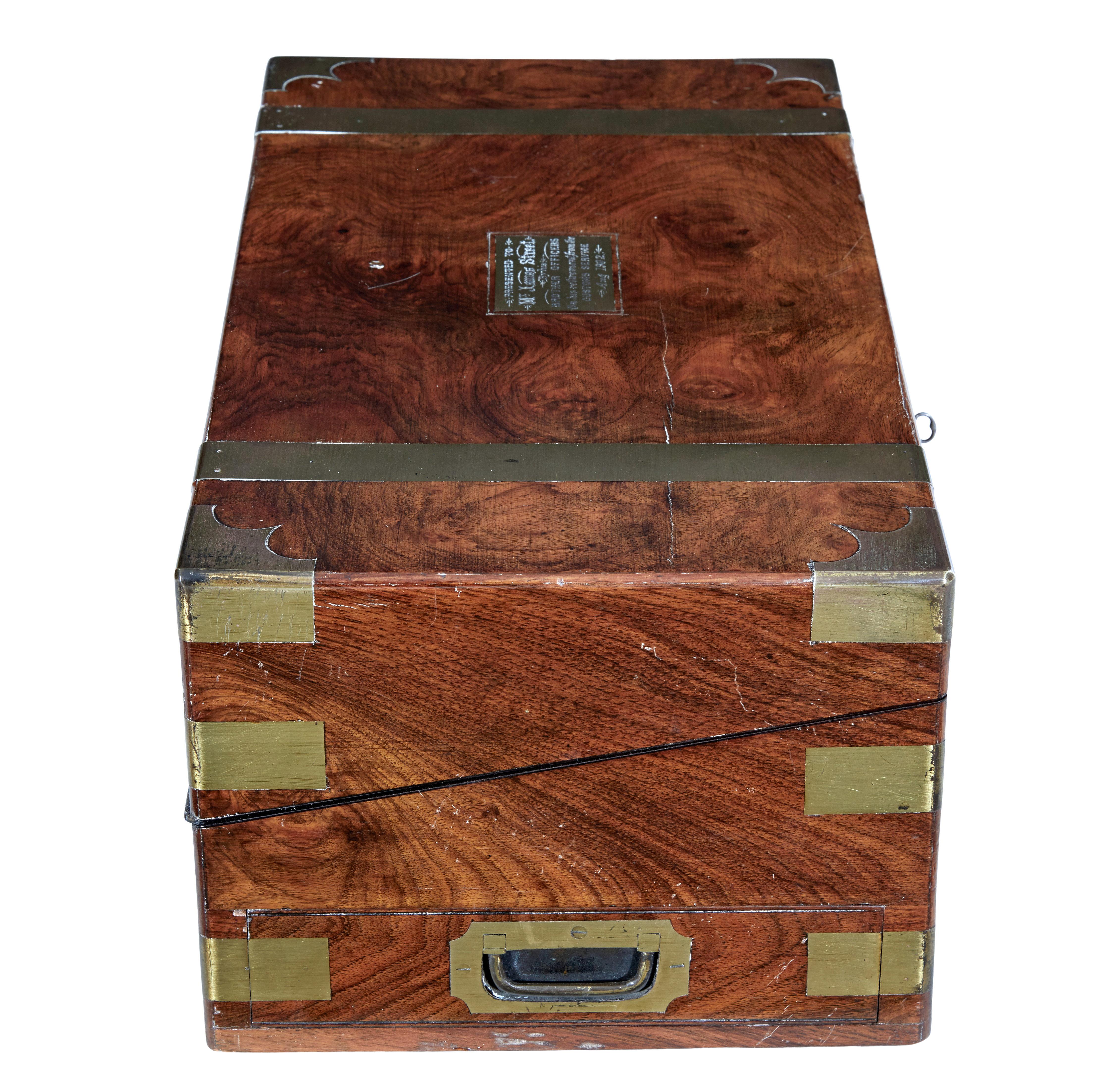 19th Century Brass Bound Mahogany Writing Slope For Sale at 1stDibs