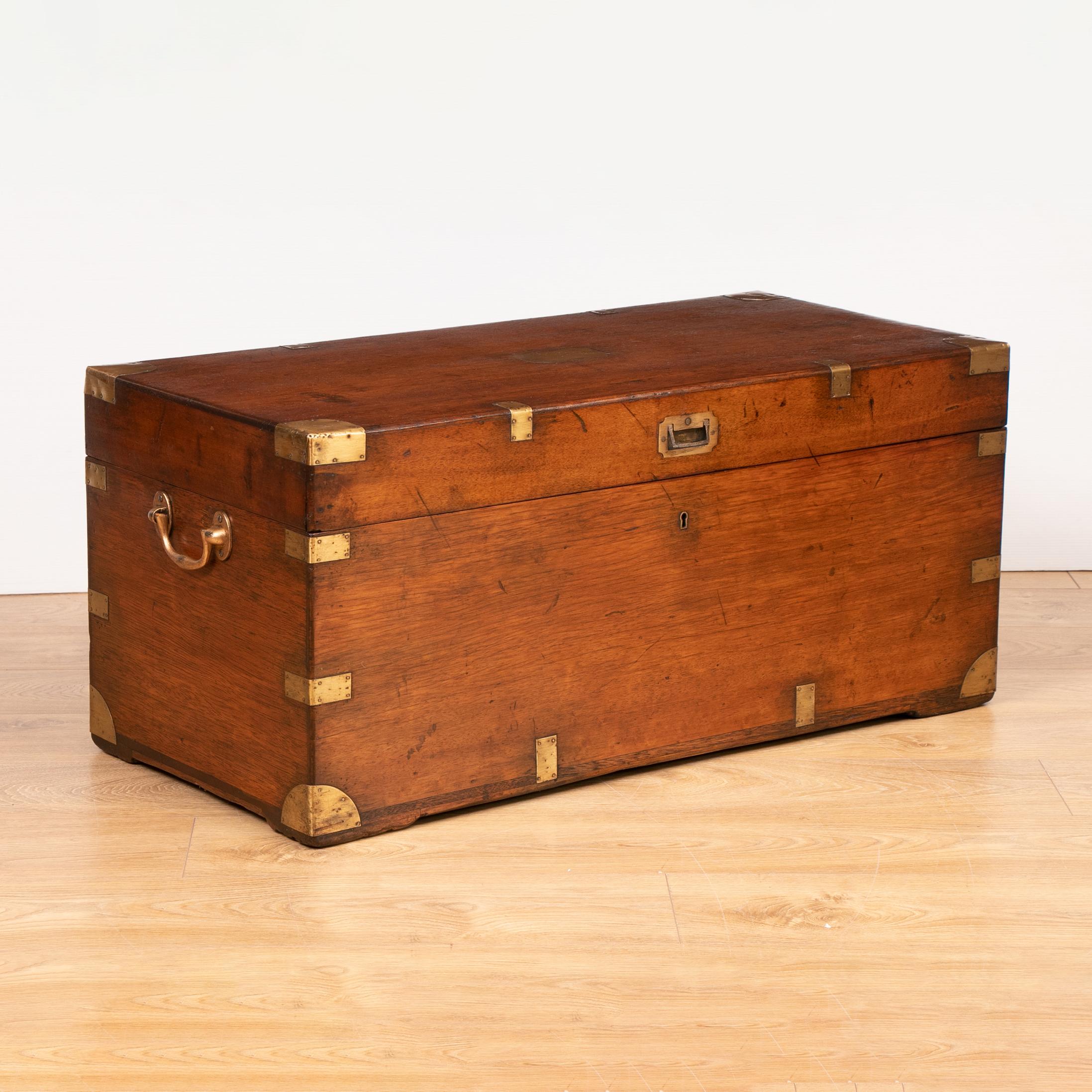 A 19th century brass bound military Campaign chest or trunk fully restored and bespoke French polished.
 