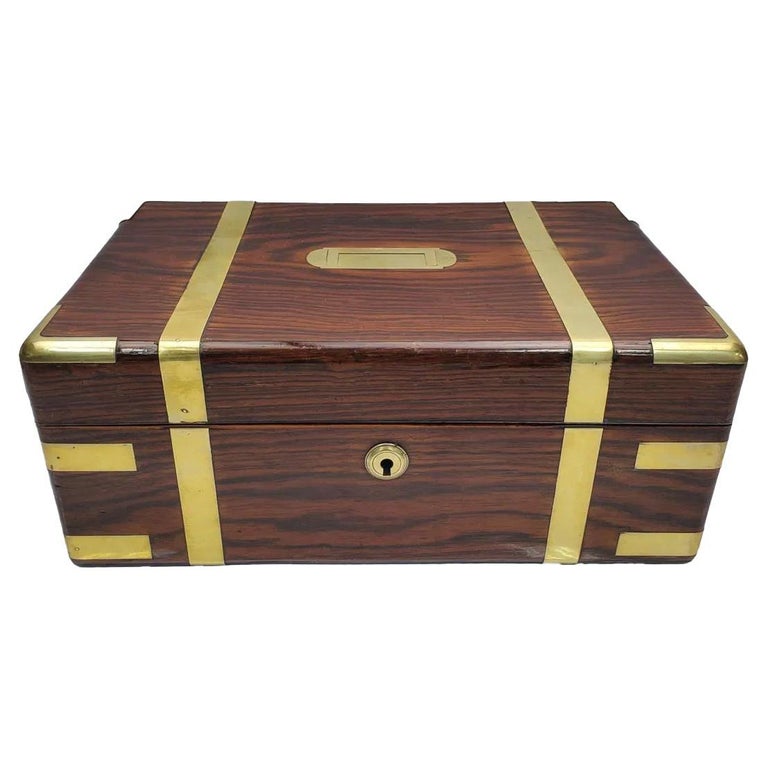 Rosewood and Brass Jewellery Box 19thC Rosewood and Brass Jewellery Box 19thC