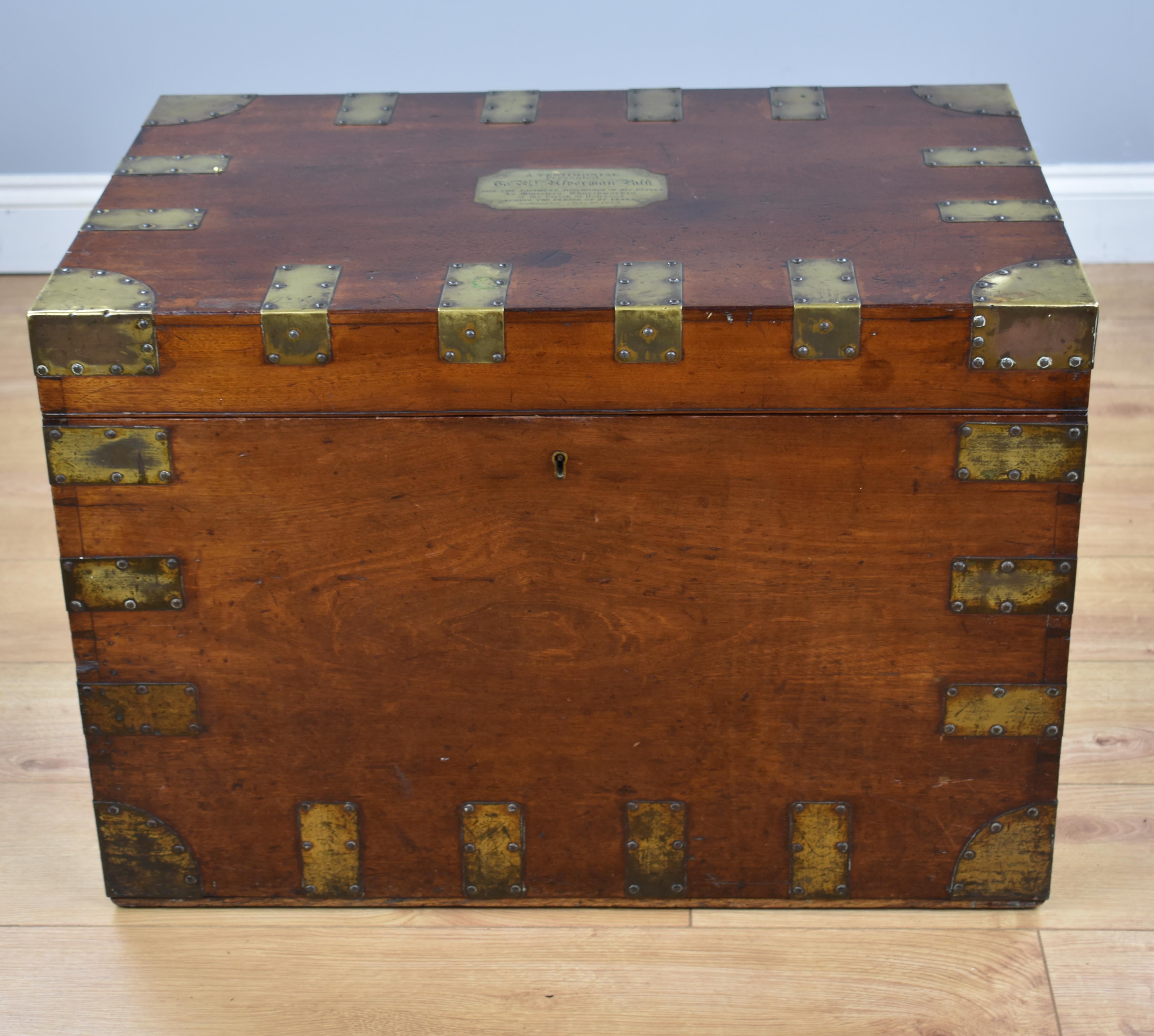 Victorian 19th Century Brass Bound Sea Chest/Coffee Table