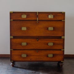 19th Century Brass Bound Teak Campaign Chest