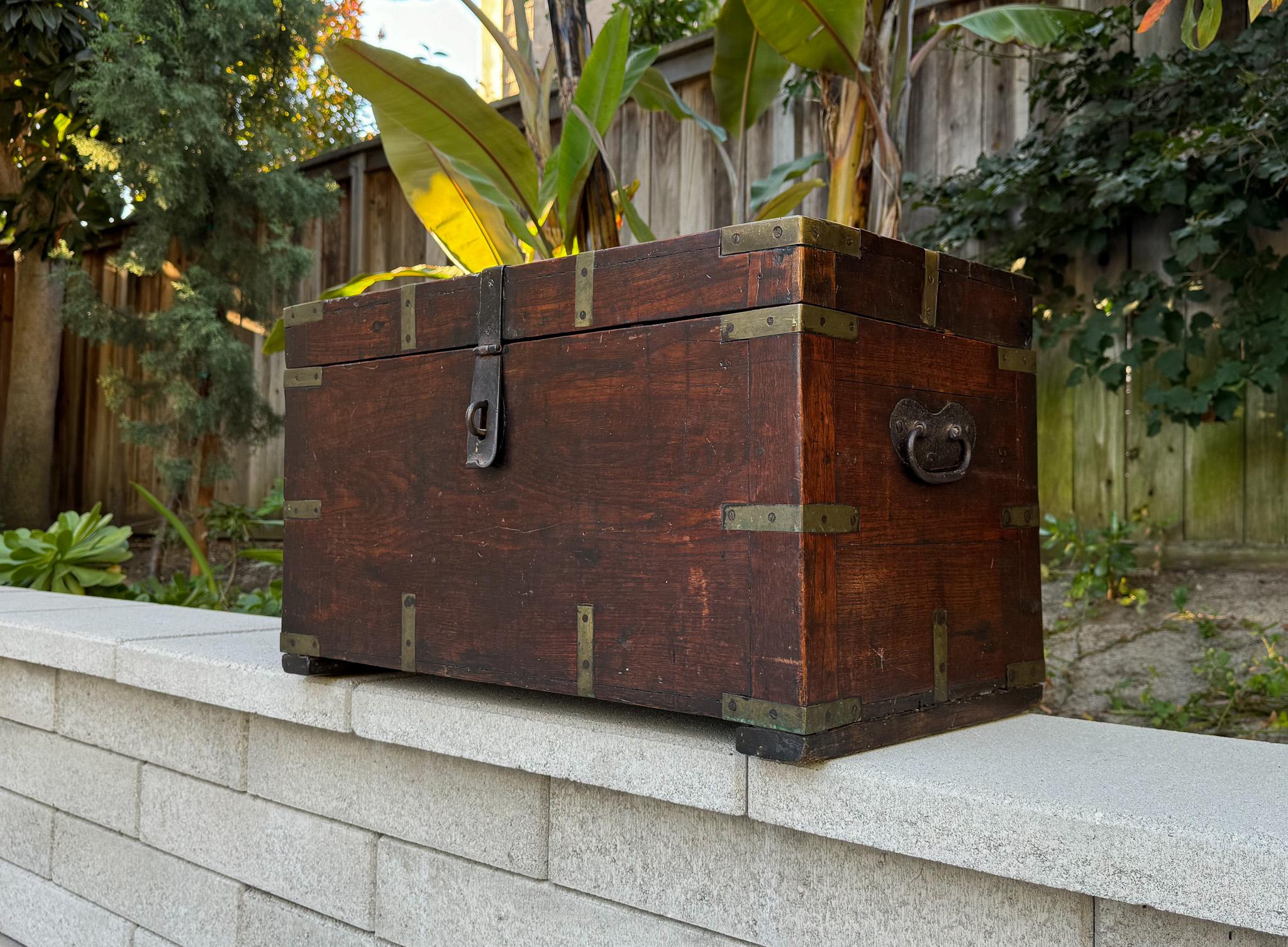 19th Century Brass Bound Campaign Trunk / Chest.  Beautiful desirable patina. 