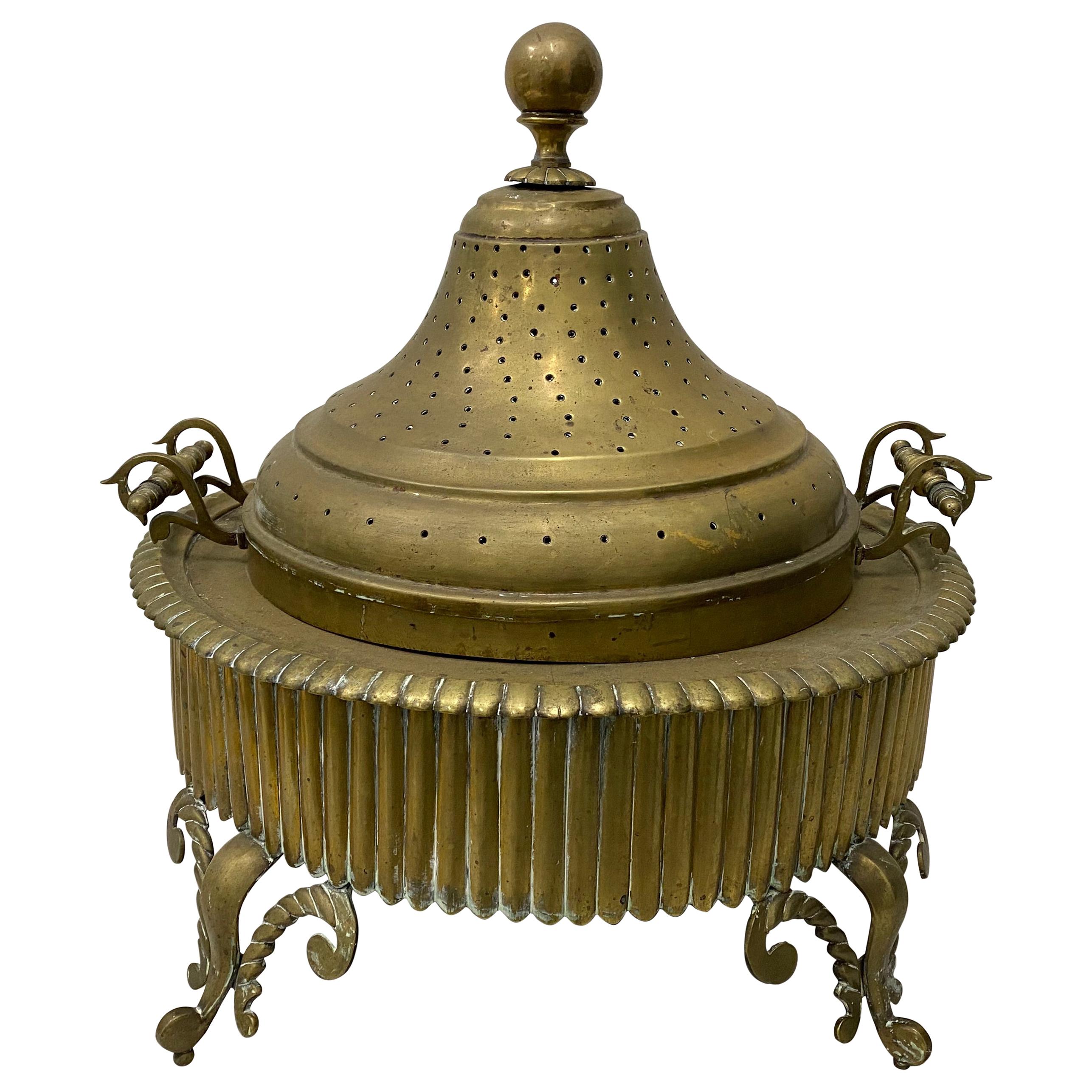 19th Century Brass Brazier with Skewers