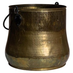 19th Century Brass Bucket from Belgium, Riveted Design, Warm Patina