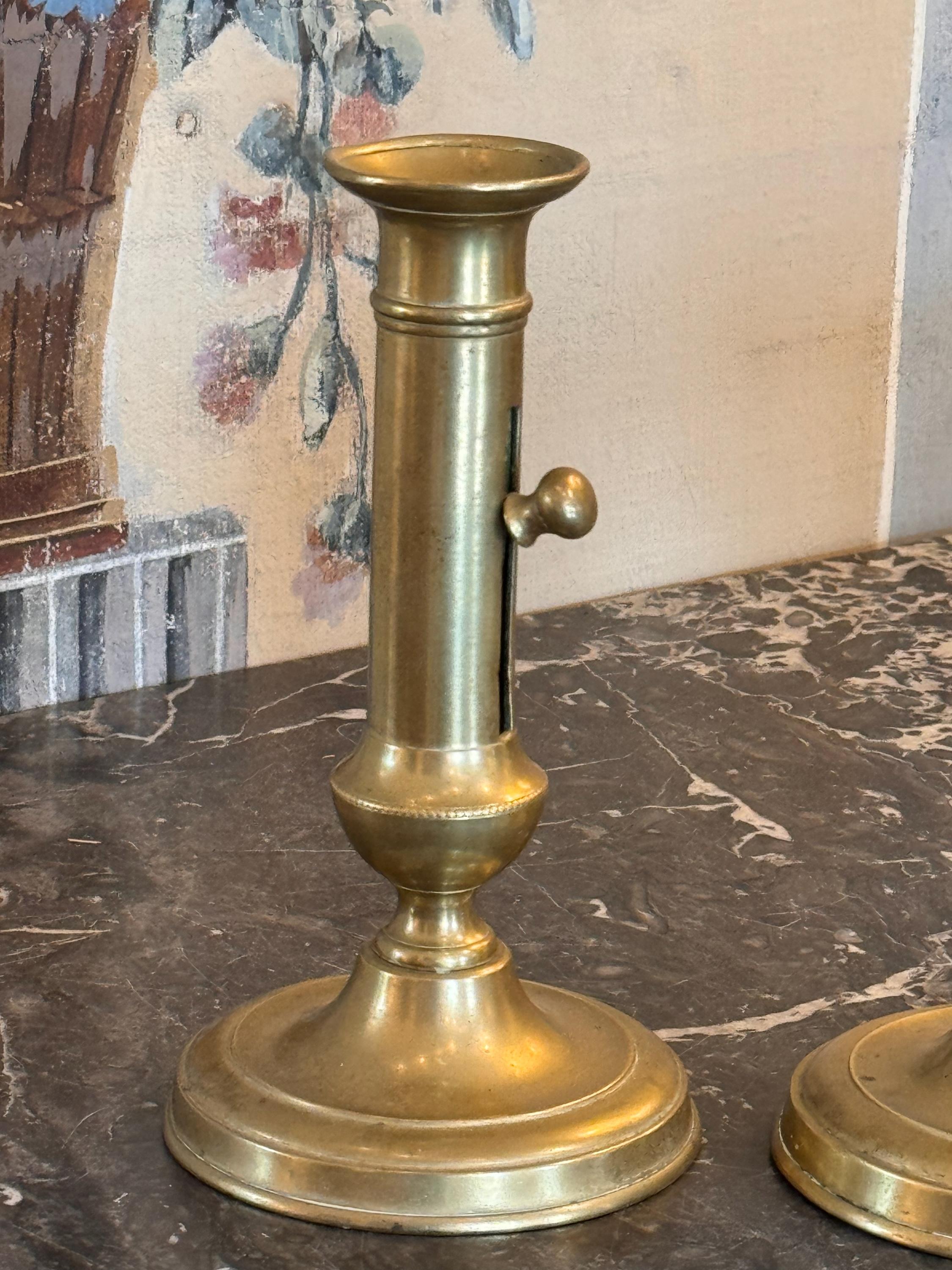 British 19th Century Brass Candle Holders For Sale