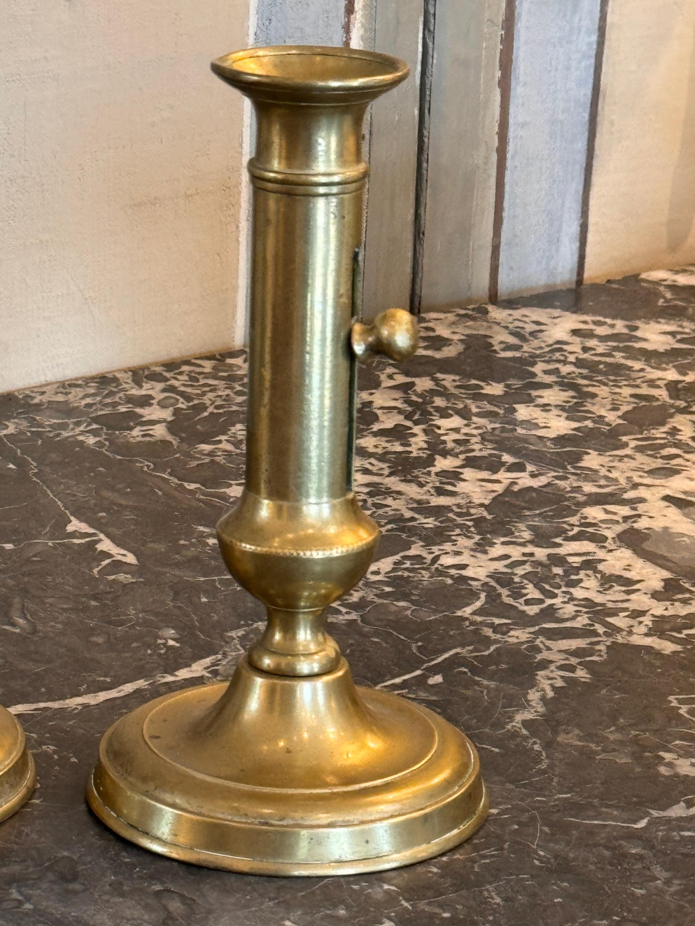 19th Century Brass Candle Holders In Good Condition For Sale In Charlottesville, VA