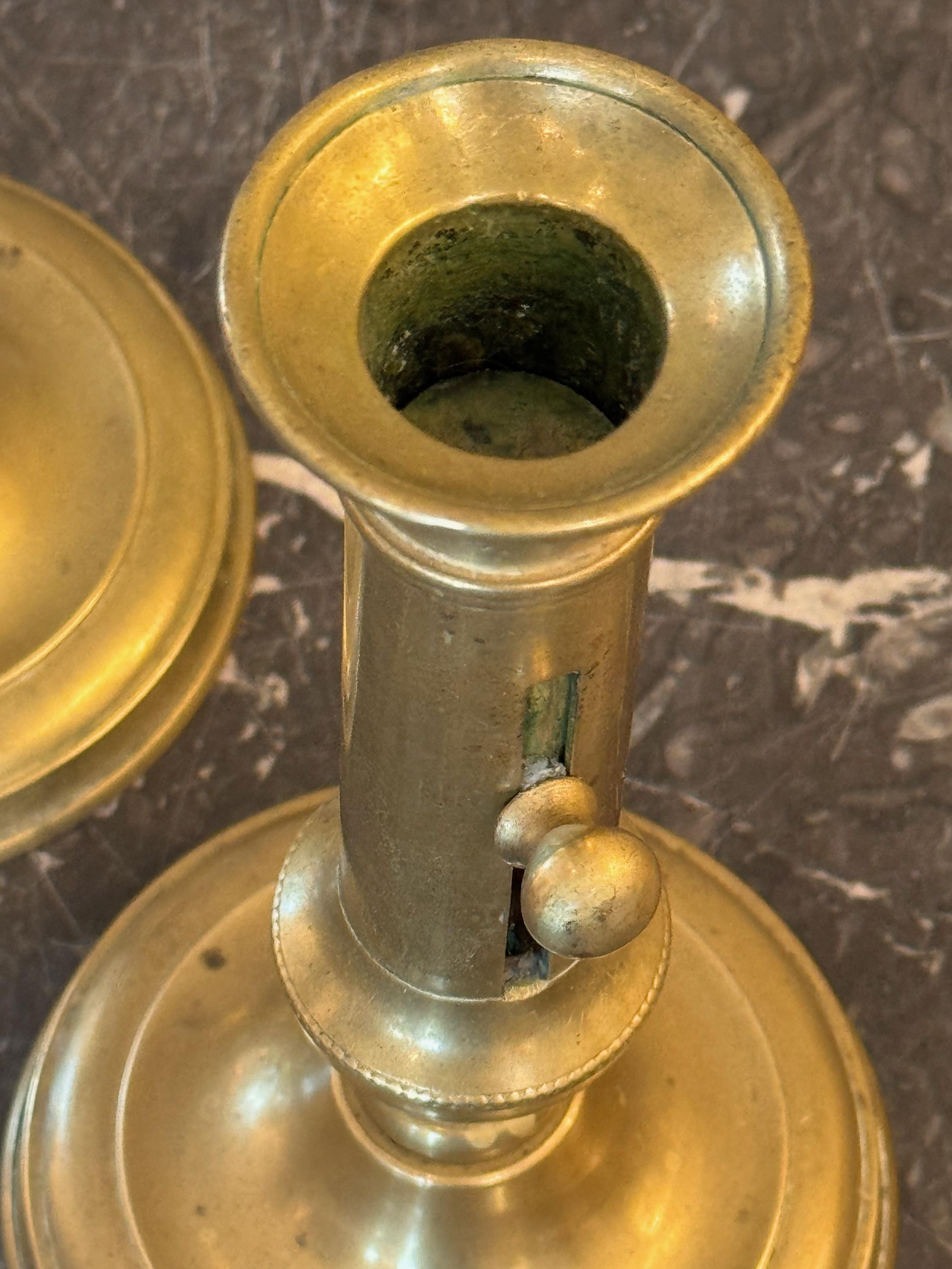 19th Century Brass Candle Holders For Sale 3