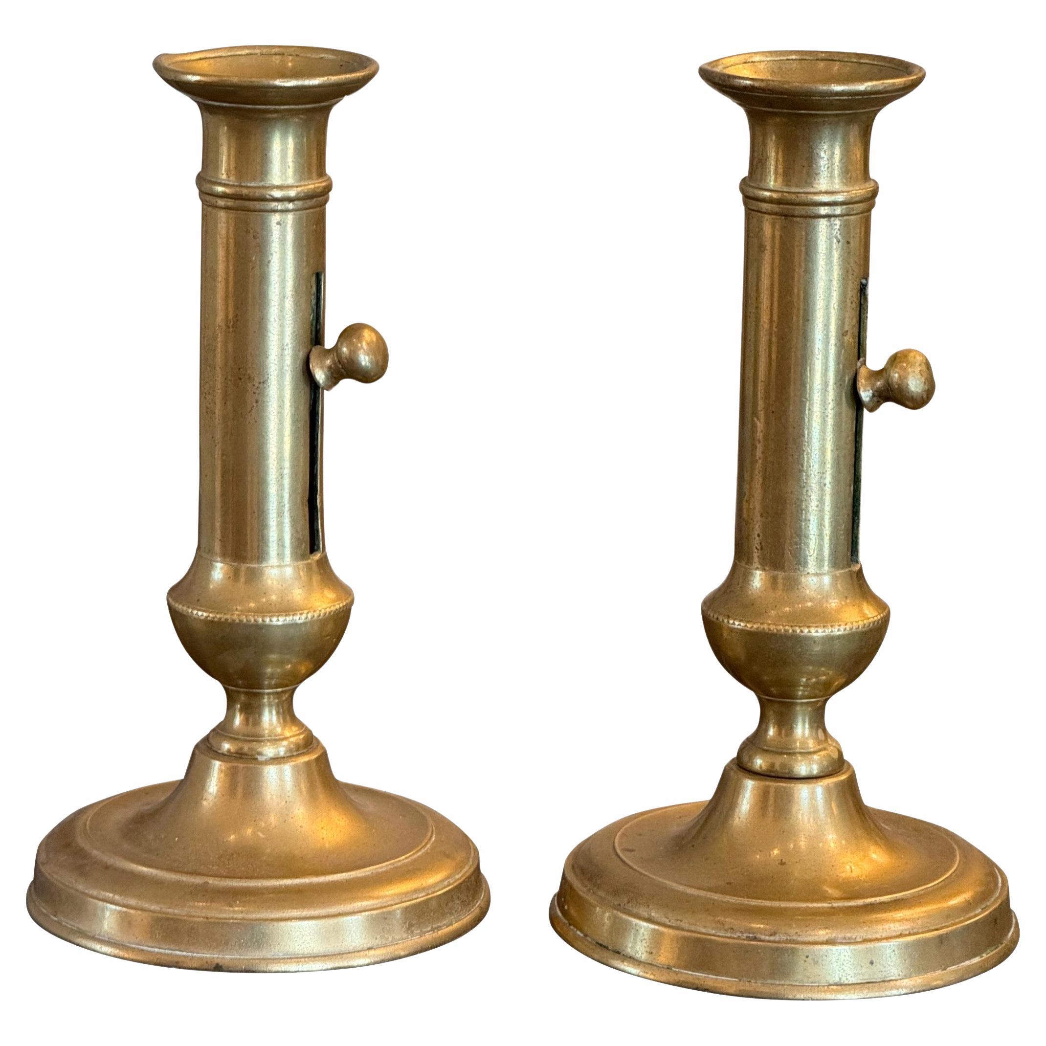 19th Century Brass Candle Holders For Sale
