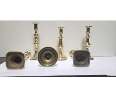 19th Century Brass Candlesticks, England, circa 1830-1860 Three Pairs