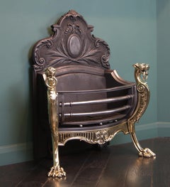 19th Century Brass & Cast-Iron Panther Fire Grate