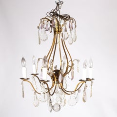 Late 19th Century French Scrolled Brass Chandelier