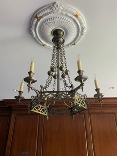 19th Century Brass Chandelier from France