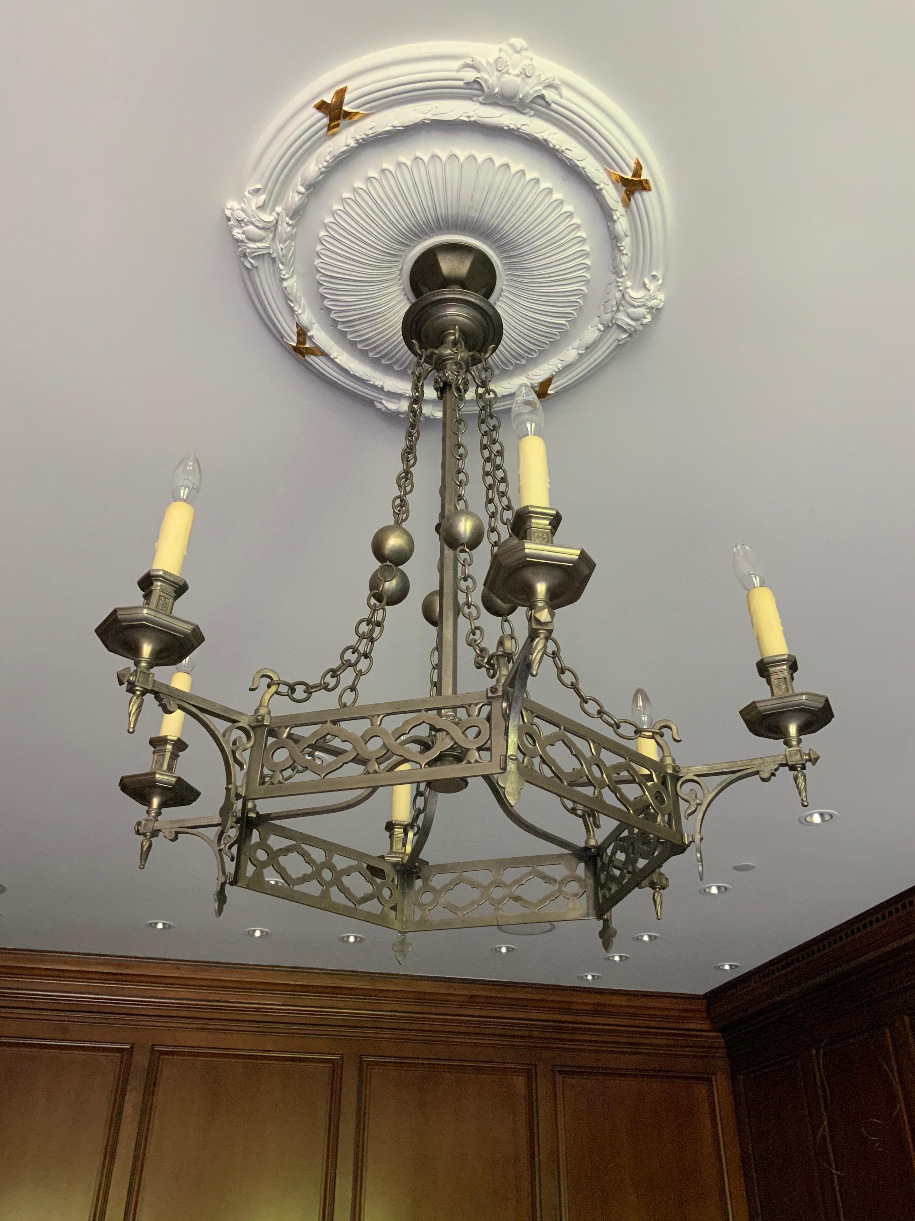 19th Century Brass Chandelier from France In Good Condition For Sale In Dallas, TX