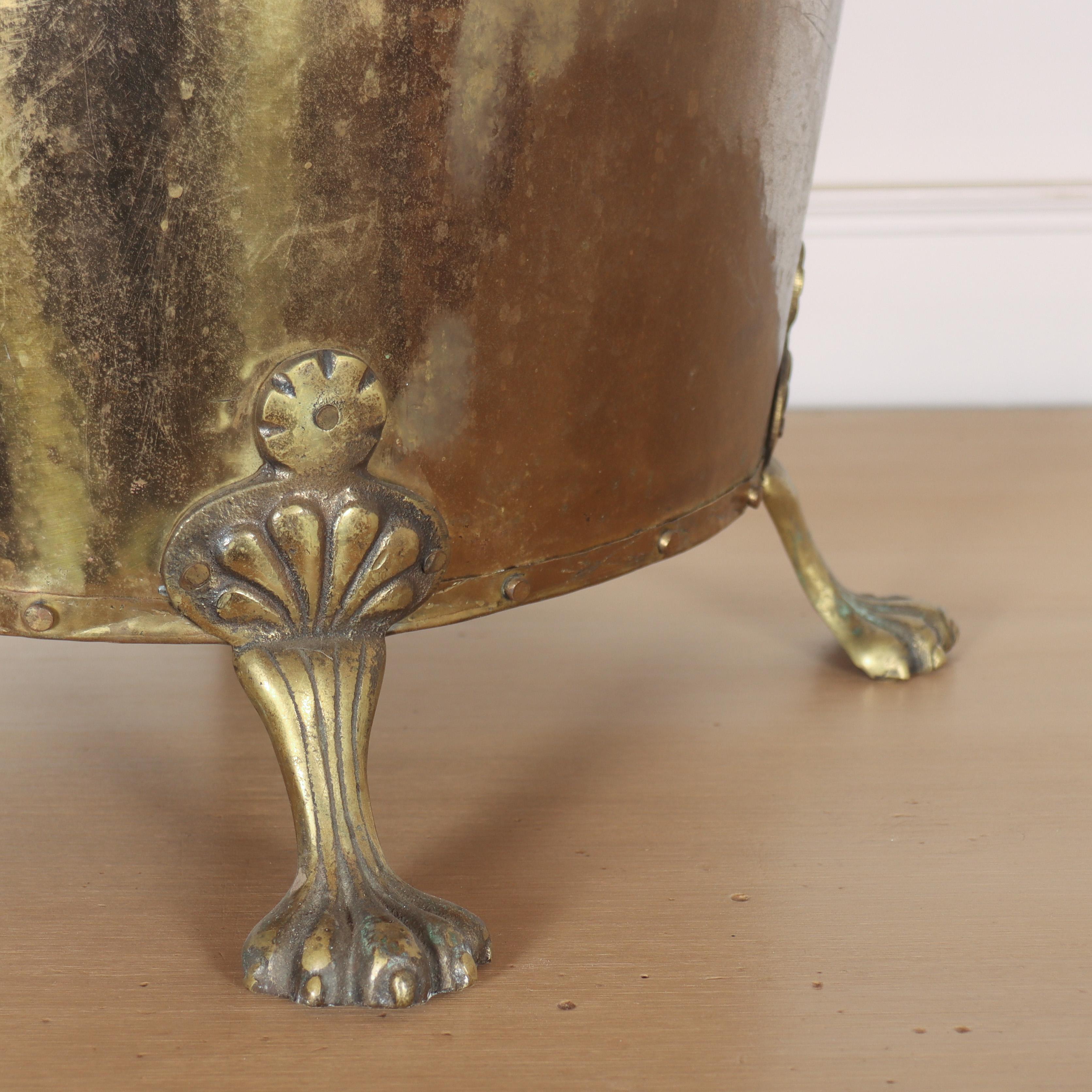 Late 19th C English brass coal bin on lion paw feet. 1890.

Reference: 8256

Dimensions
19 inches (48 cms) Wide
14 inches (36 cms) Deep
12 inches (30 cms) High