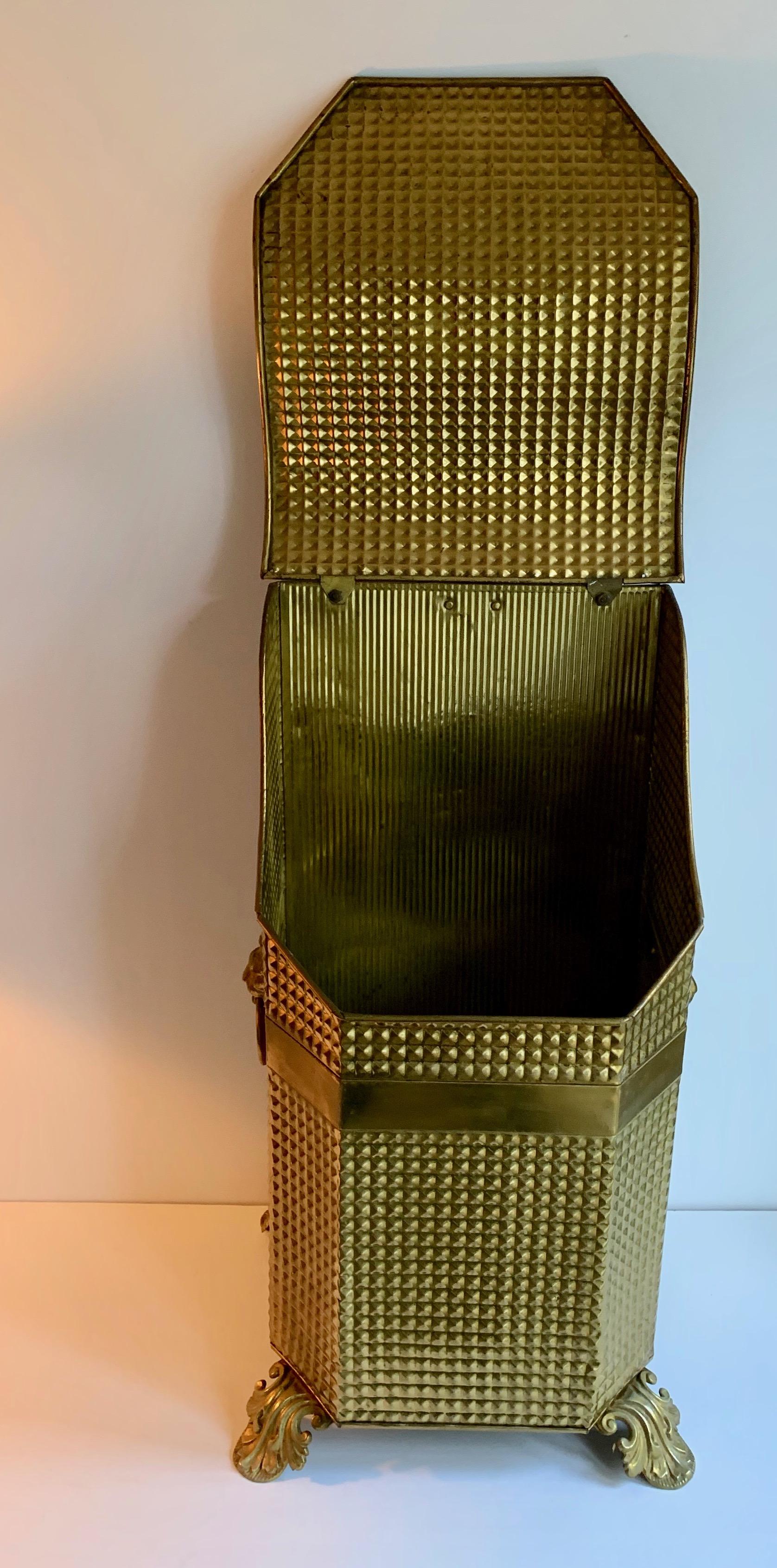 19th Century Brass Coal Bin with Removable Liner 7