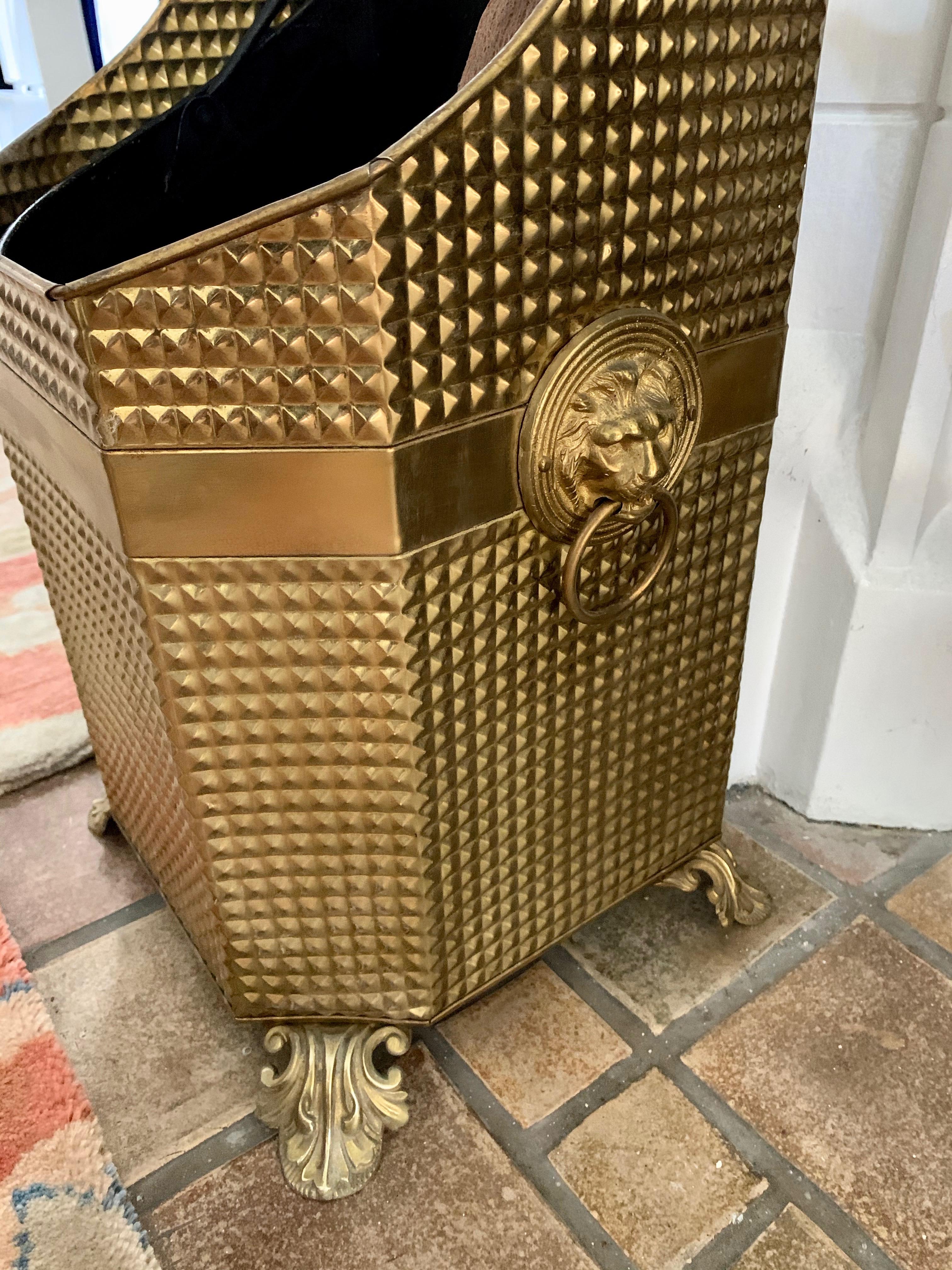 19th Century Brass Coal Bin with Removable Liner 10