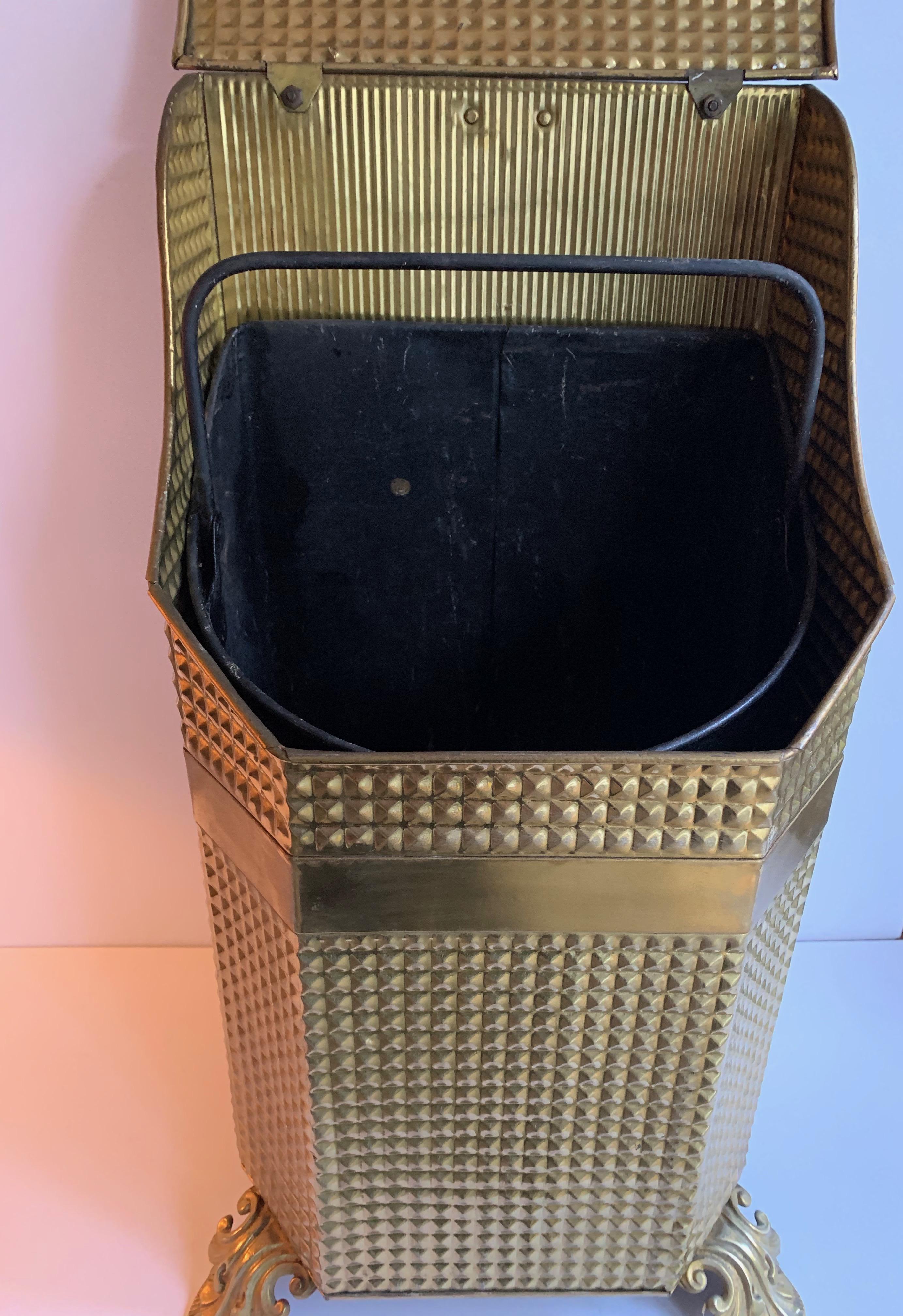 19th Century Brass Coal Bin with Removable Liner 2