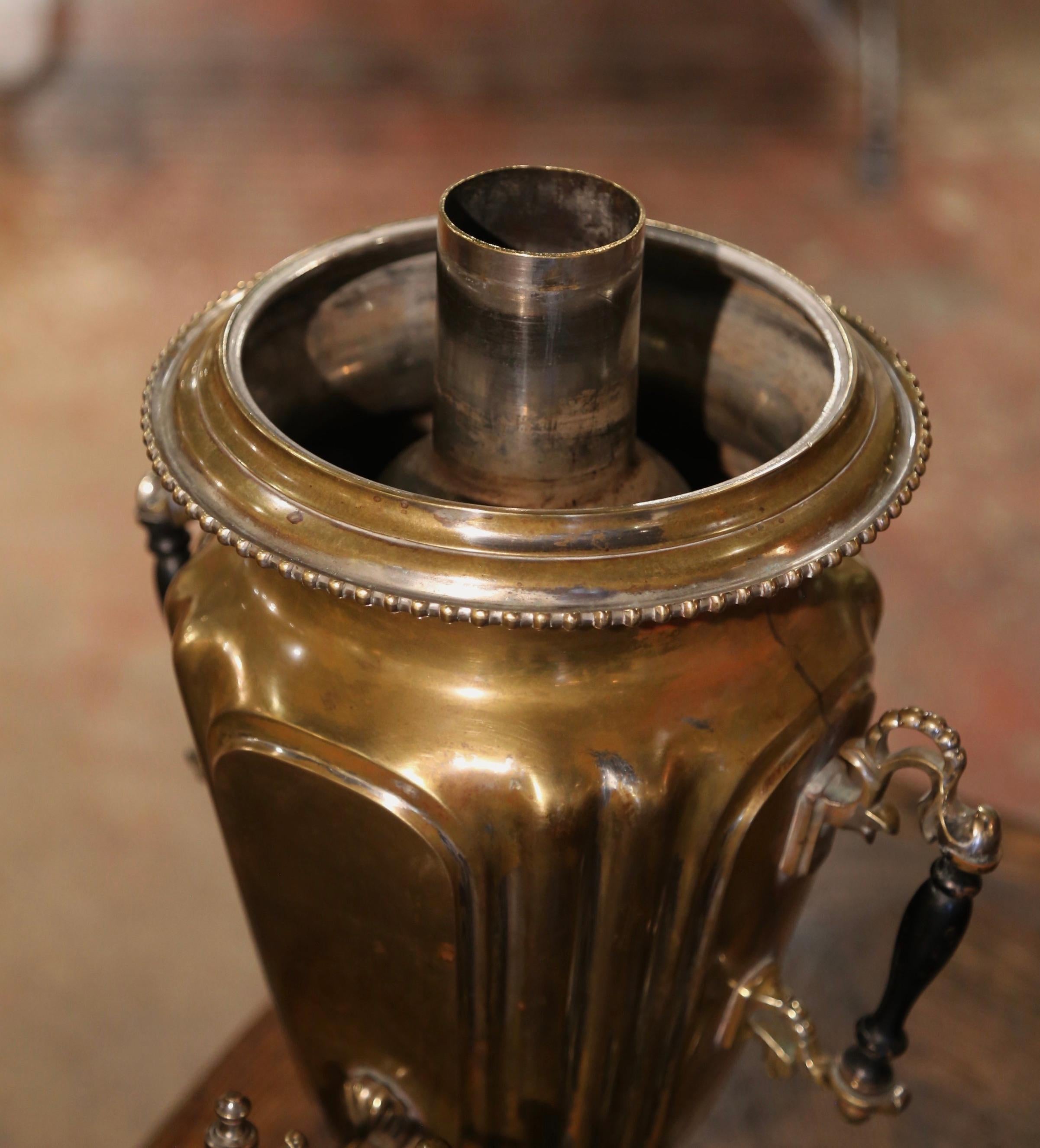 19th Century Brass Coal Heated Russian Samovar For Sale 4