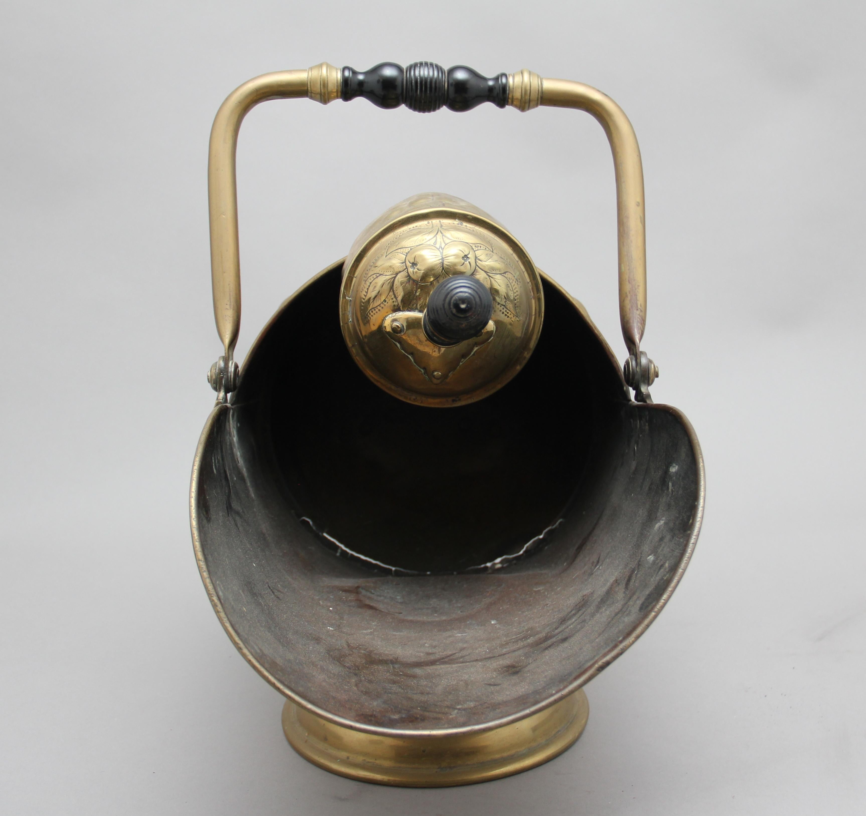 British 19th Century Brass Coal Scuttle and Shovel