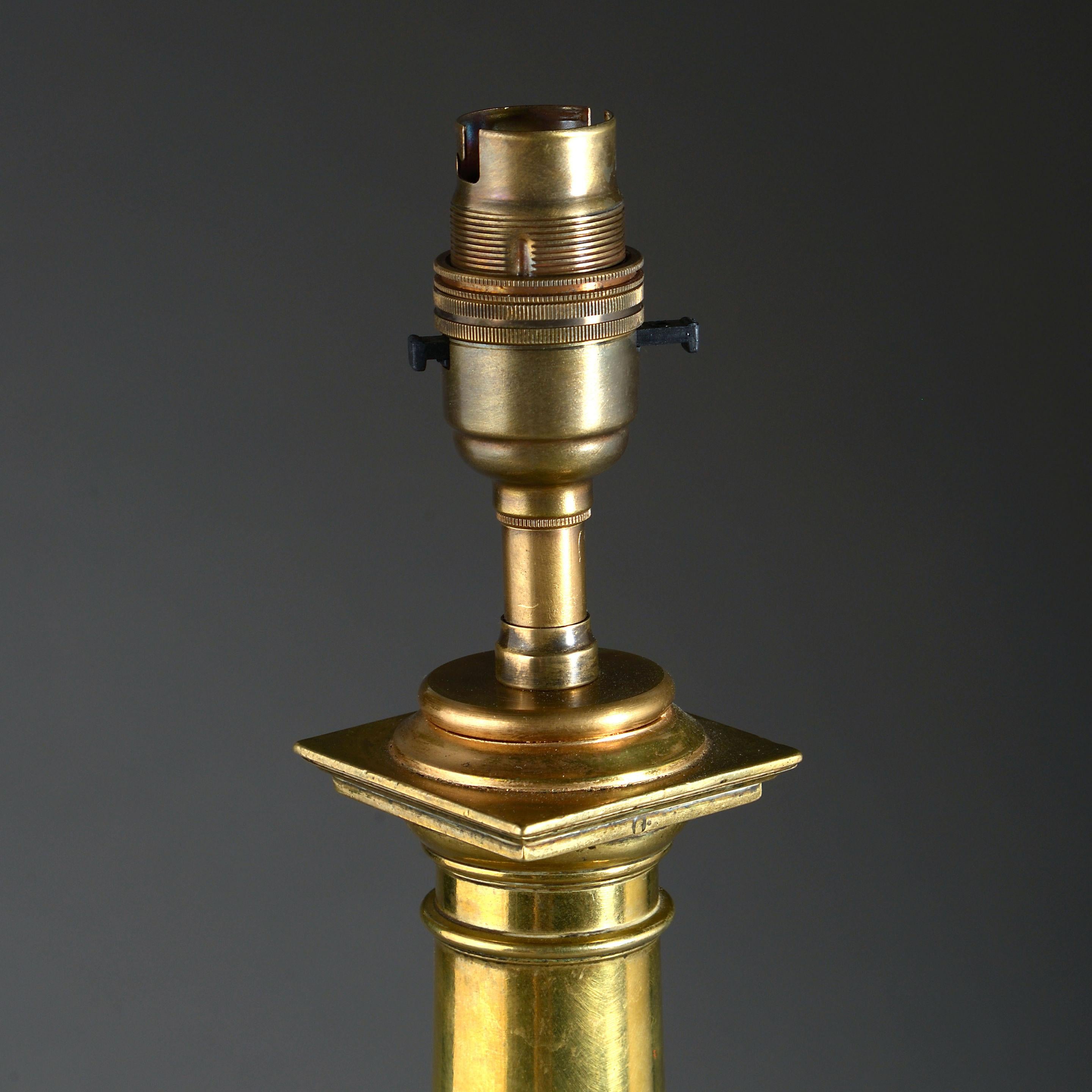 19th Century Brass Column Lamp In Good Condition In London, GB