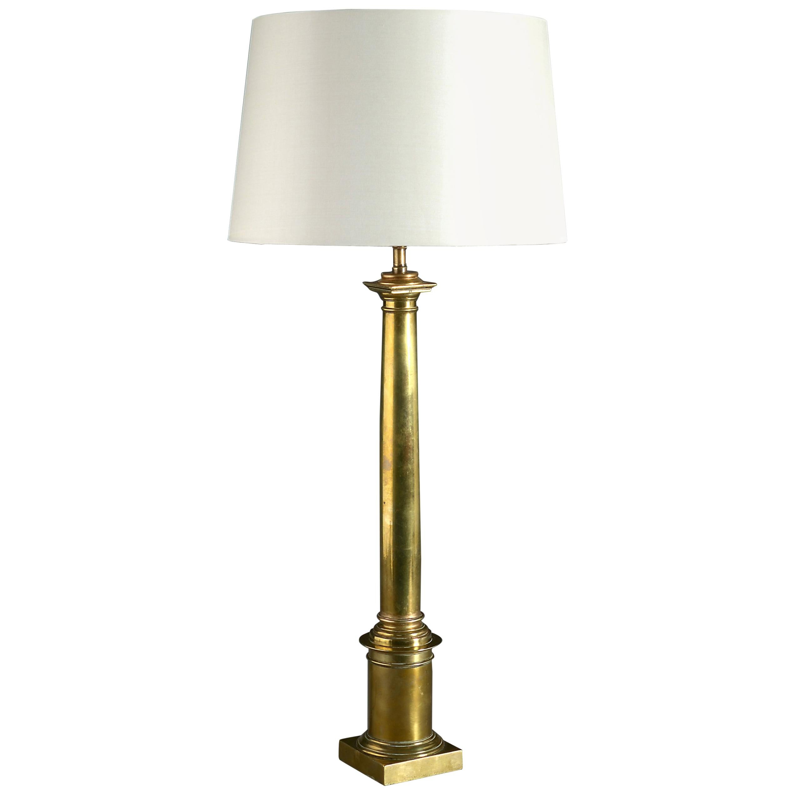 19th Century Brass Column Lamp