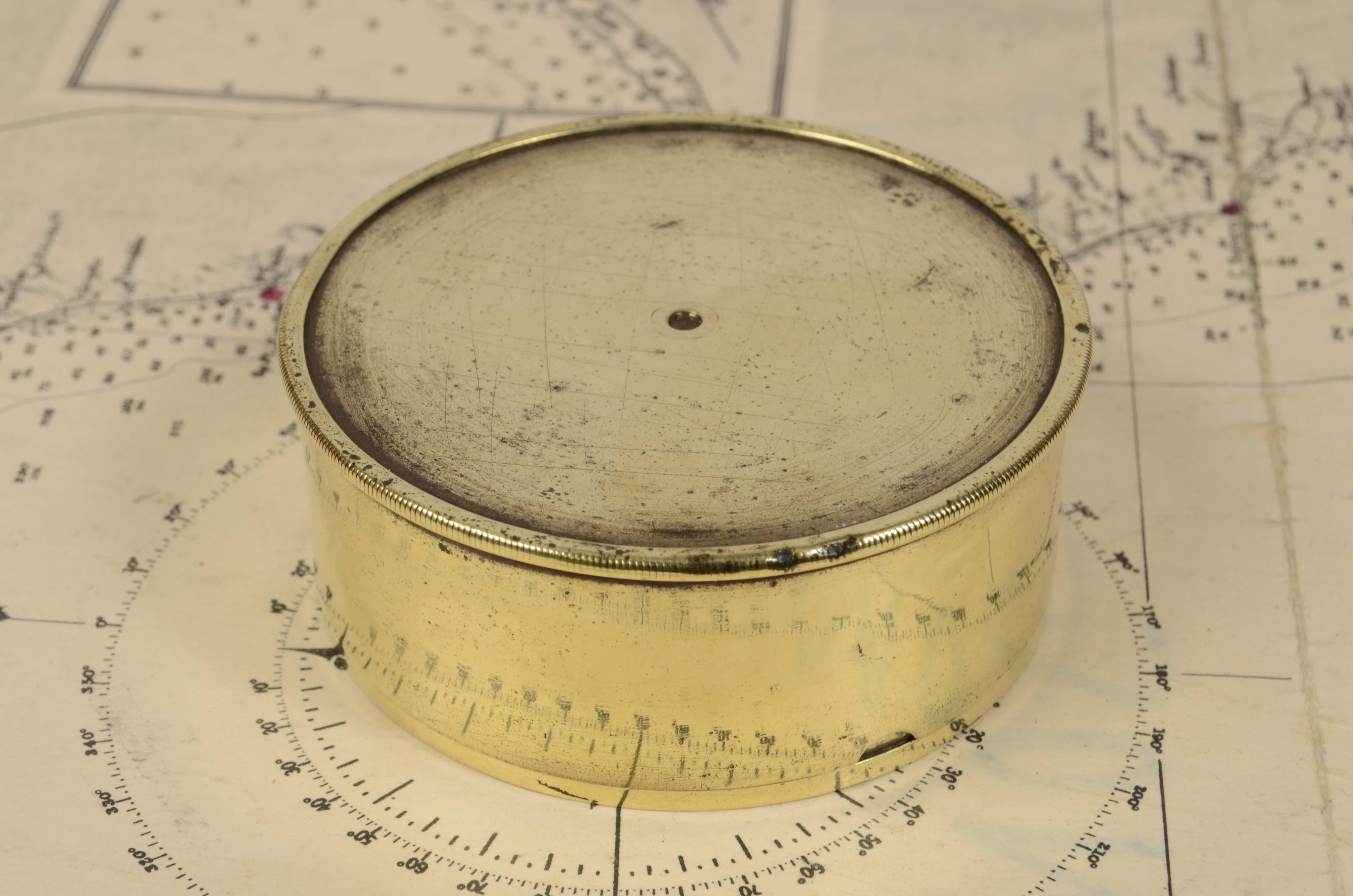 19th Century Brass Compass Antique Marine Navigation Instrument Nautical Antique 1