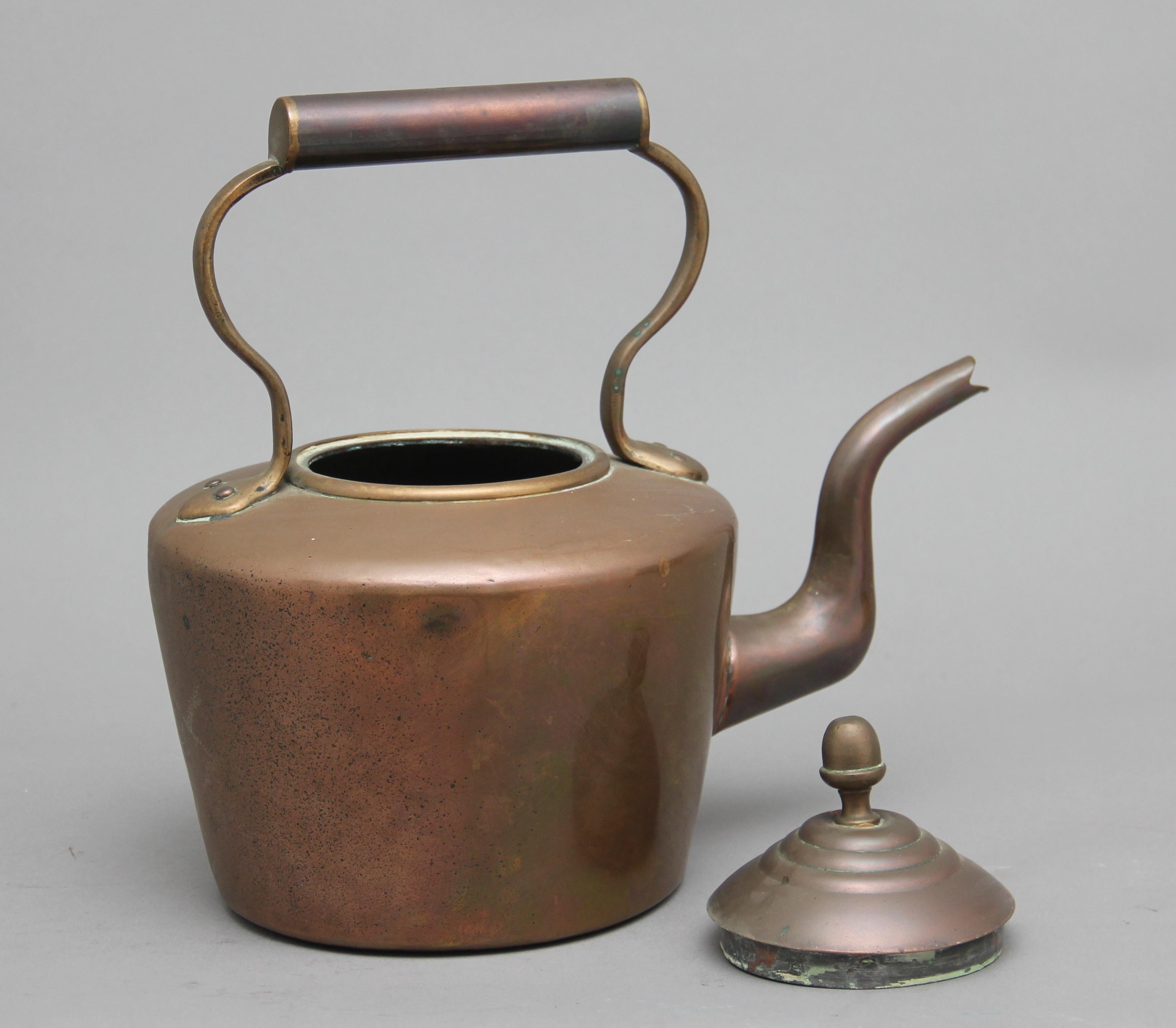 Victorian 19th Century Brass Copper Kettle