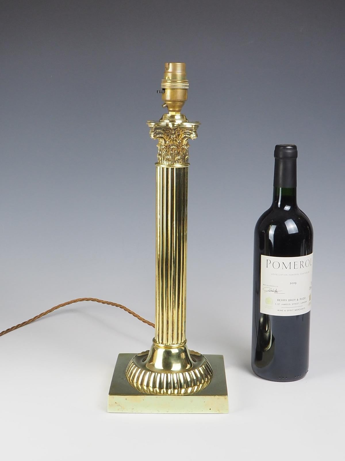 British 19th Century Brass Corinthian Table Lamp For Sale