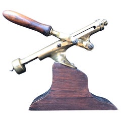 19th Century Brass Countertop Corkscrew, Wine Bottle Opener