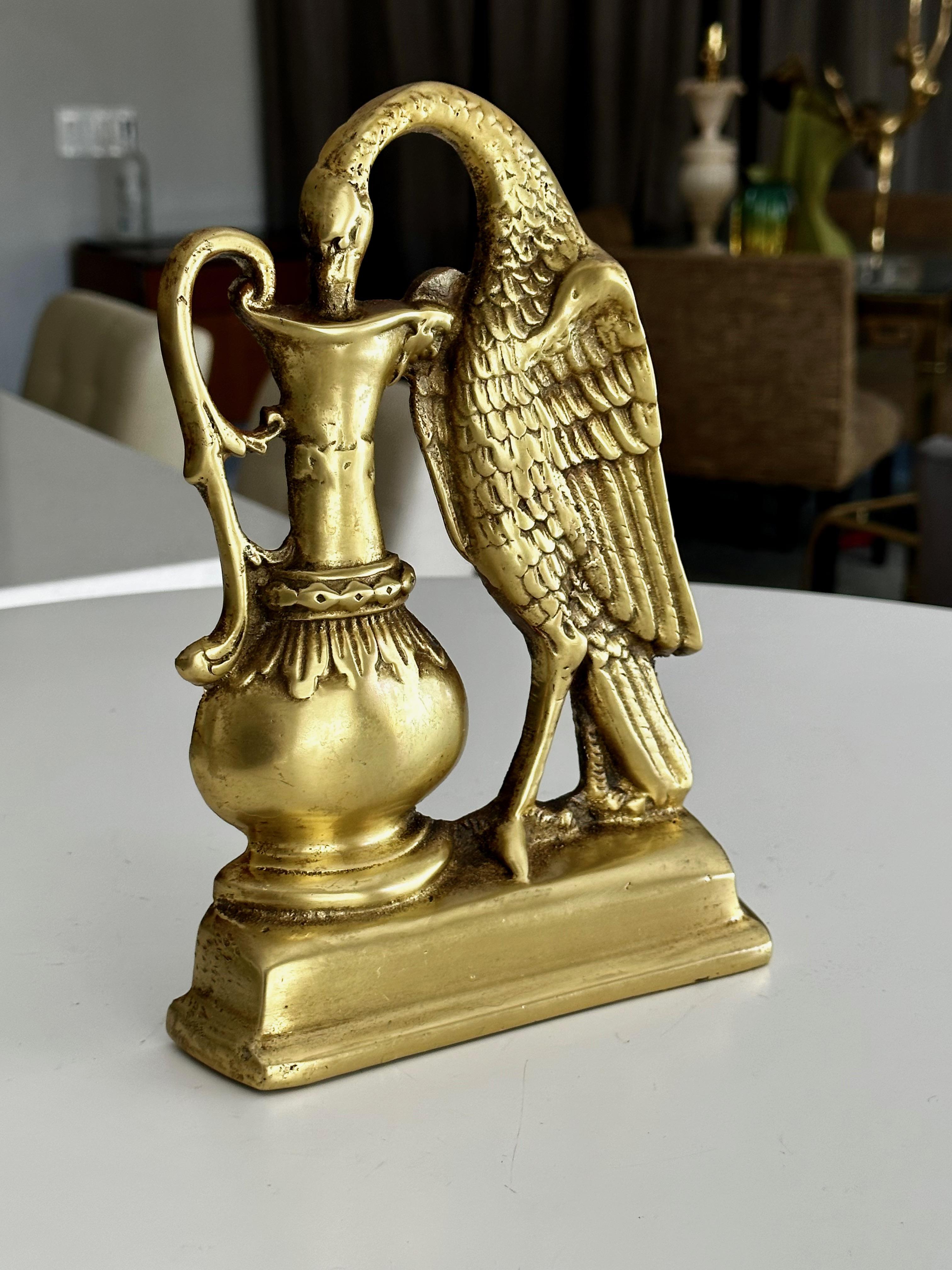 19th Century Brass Crane Door Stop 3