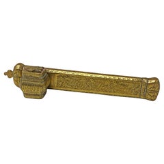 19th century brass decorated Middle Eastern Inkwell Qalamdan