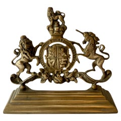 19th Century Brass Doorstop With The British Royal Coat-Of-Arms