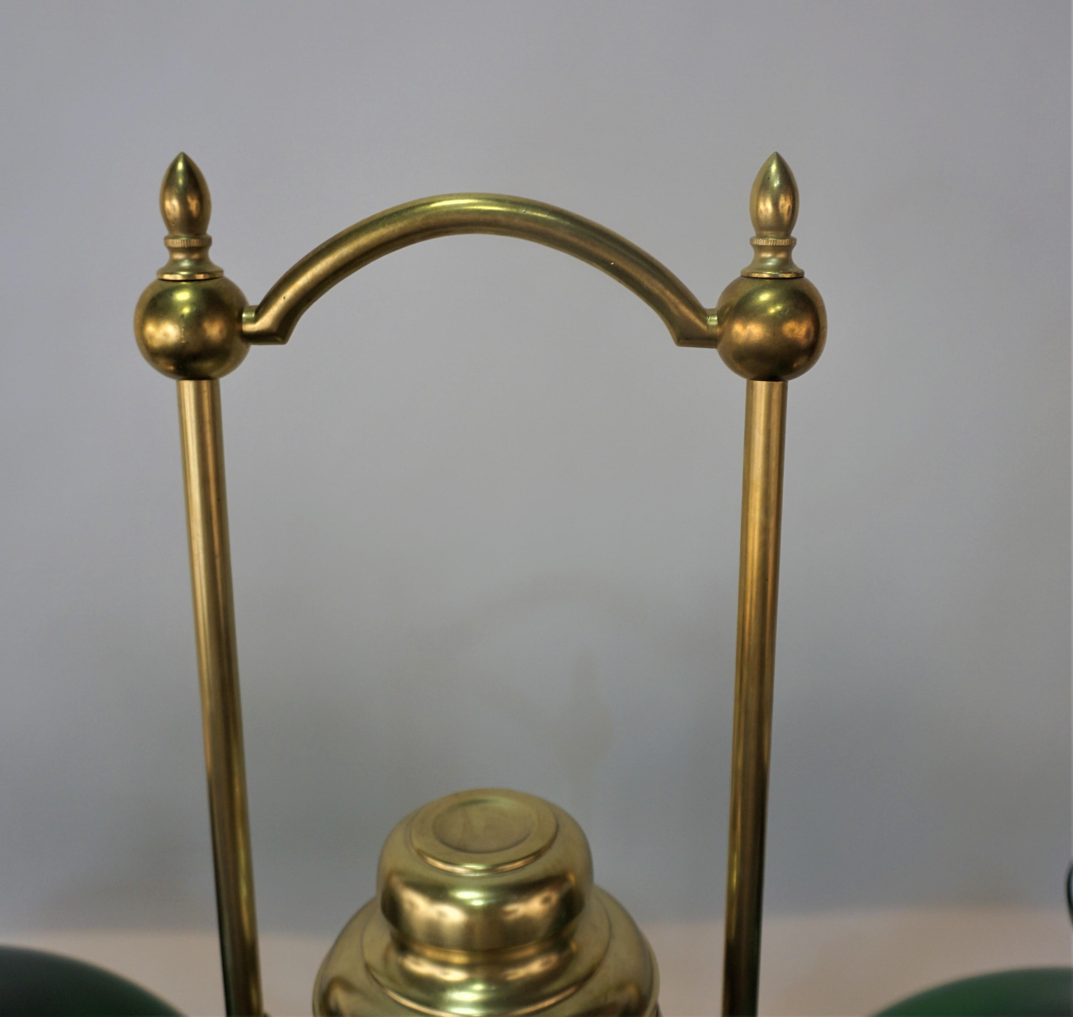 19th Century Brass Double Arm Student Oil Lamp 4