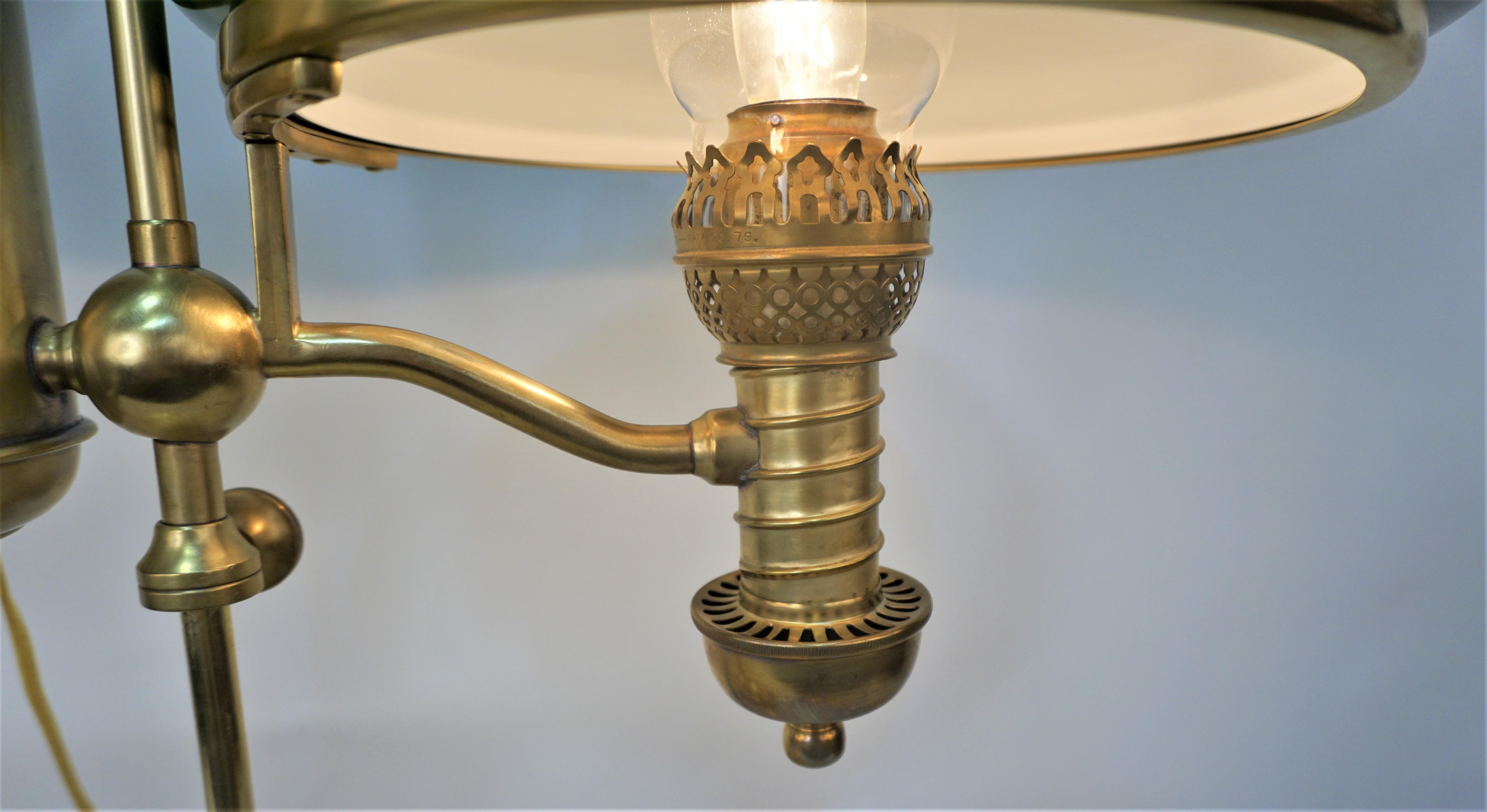 American 19th Century Brass Double Arm Student Oil Lamp
