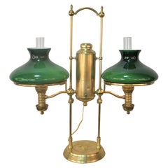 19th Century Brass Double Arm Student Oil Lamp