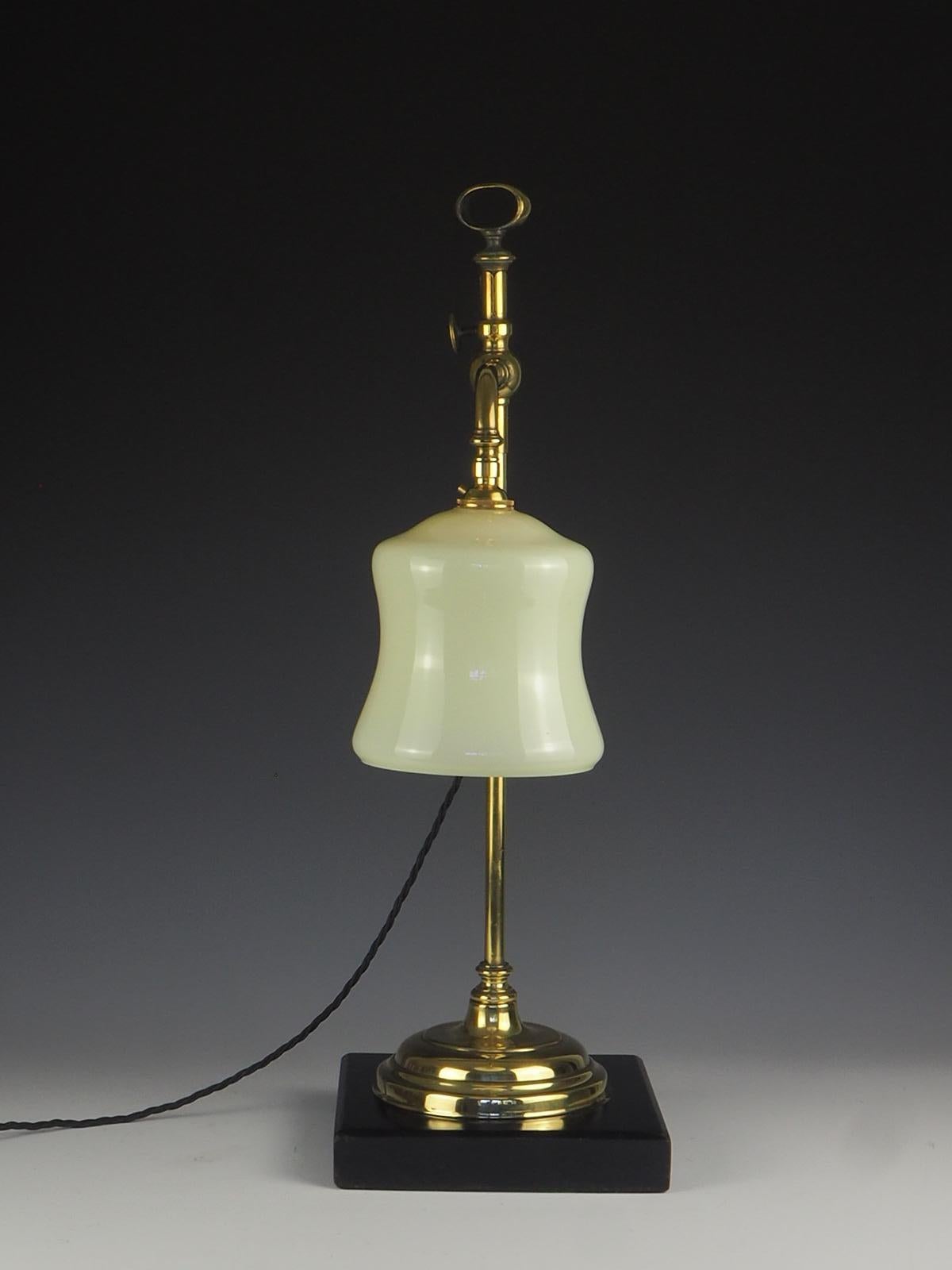 19th Century Brass & Ebonised Rise and Fall Desk Lamp 1