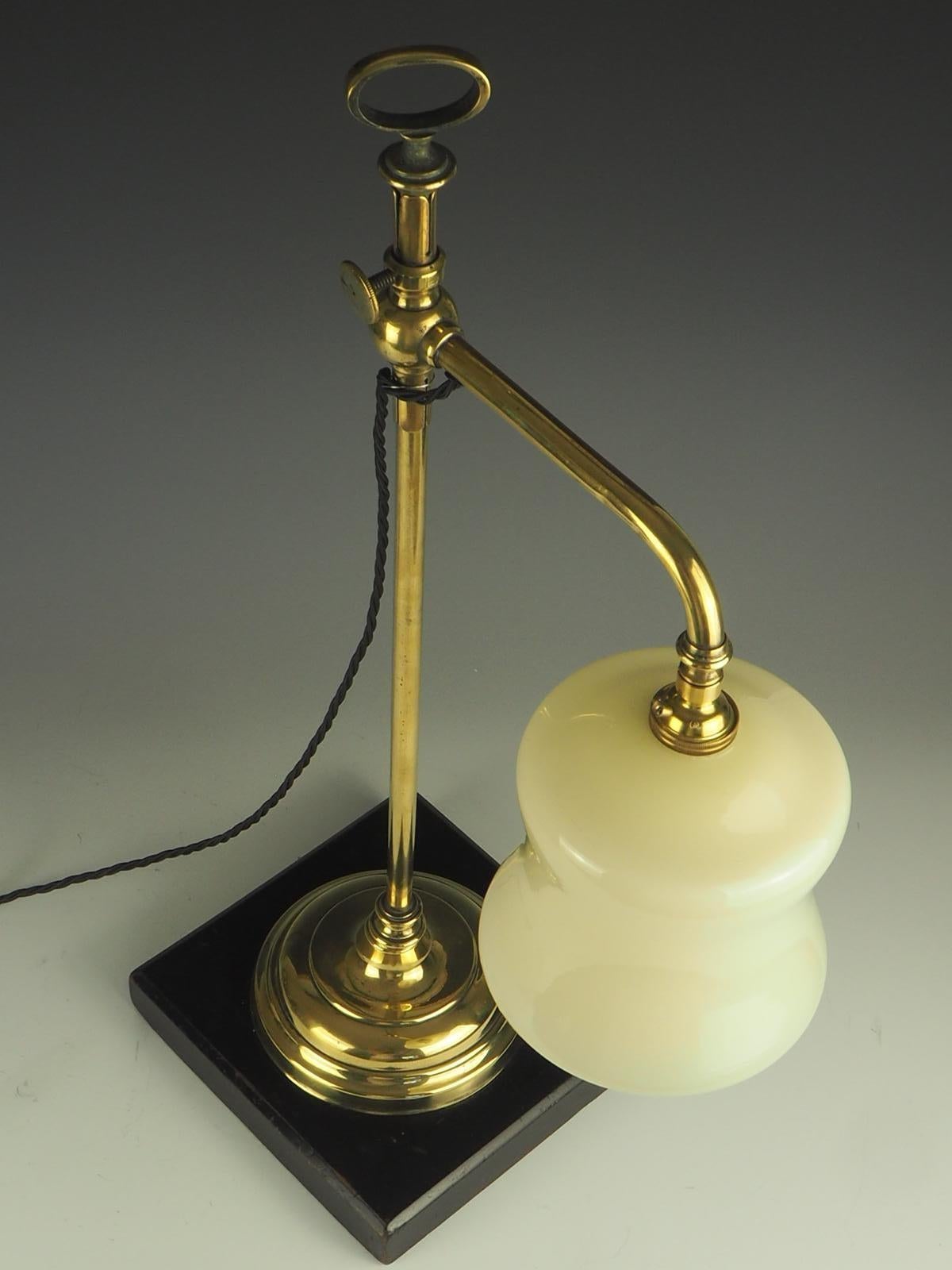 19th Century Brass & Ebonised Rise and Fall Desk Lamp 3