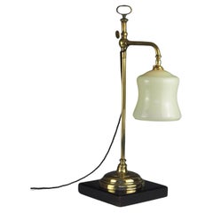 Antique 19th Century Brass & Ebonised Rise and Fall Desk Lamp