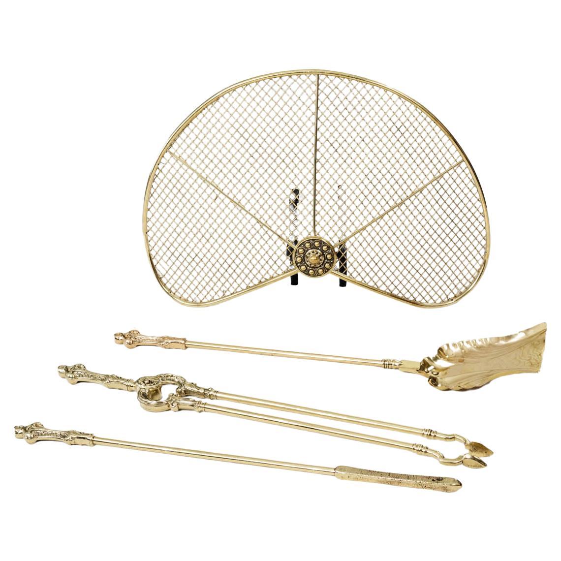 19th Century Brass Fan-Shaped Spark Guard For Sale