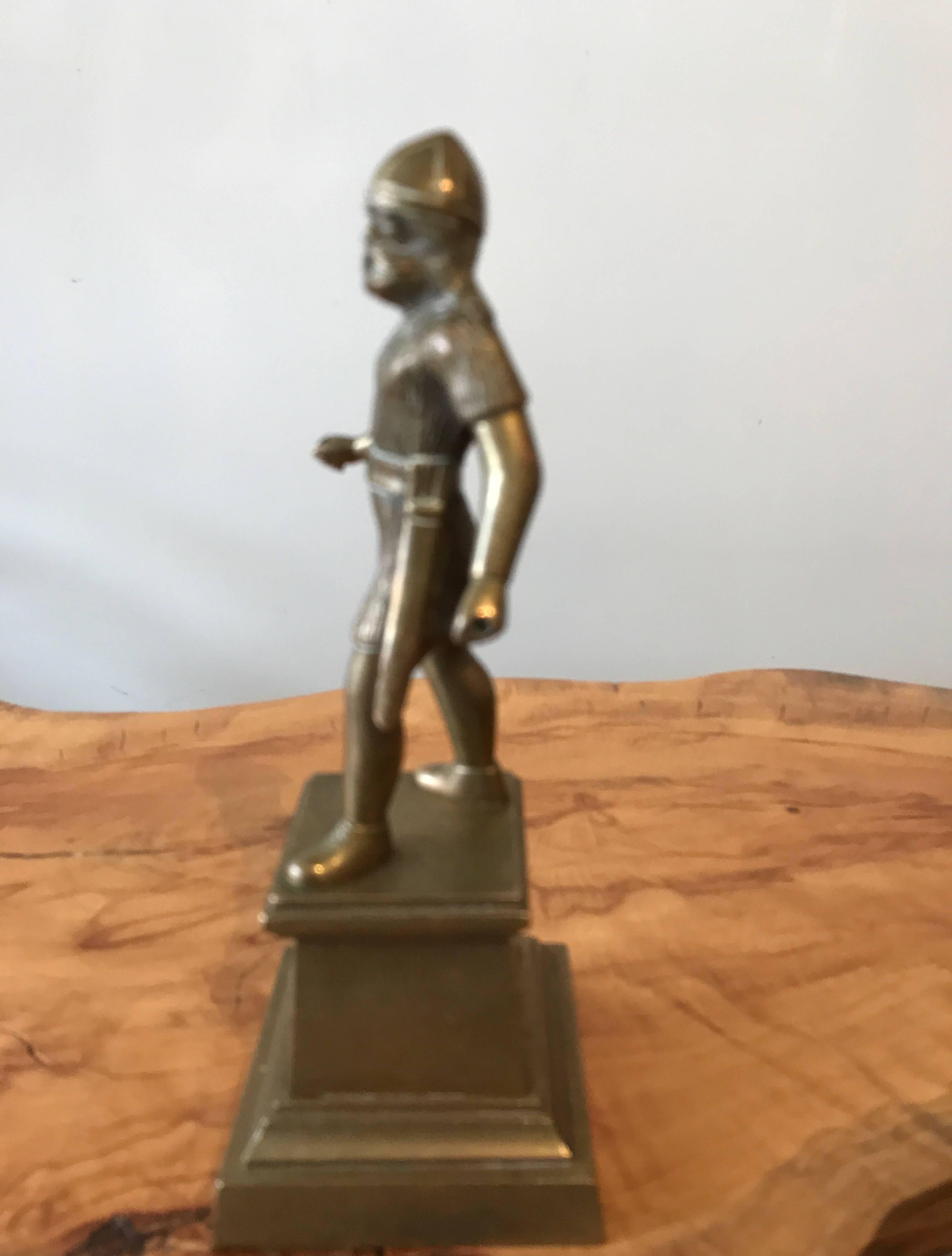 Grand Tour 19th Century Brass Figural Statue of a Viking