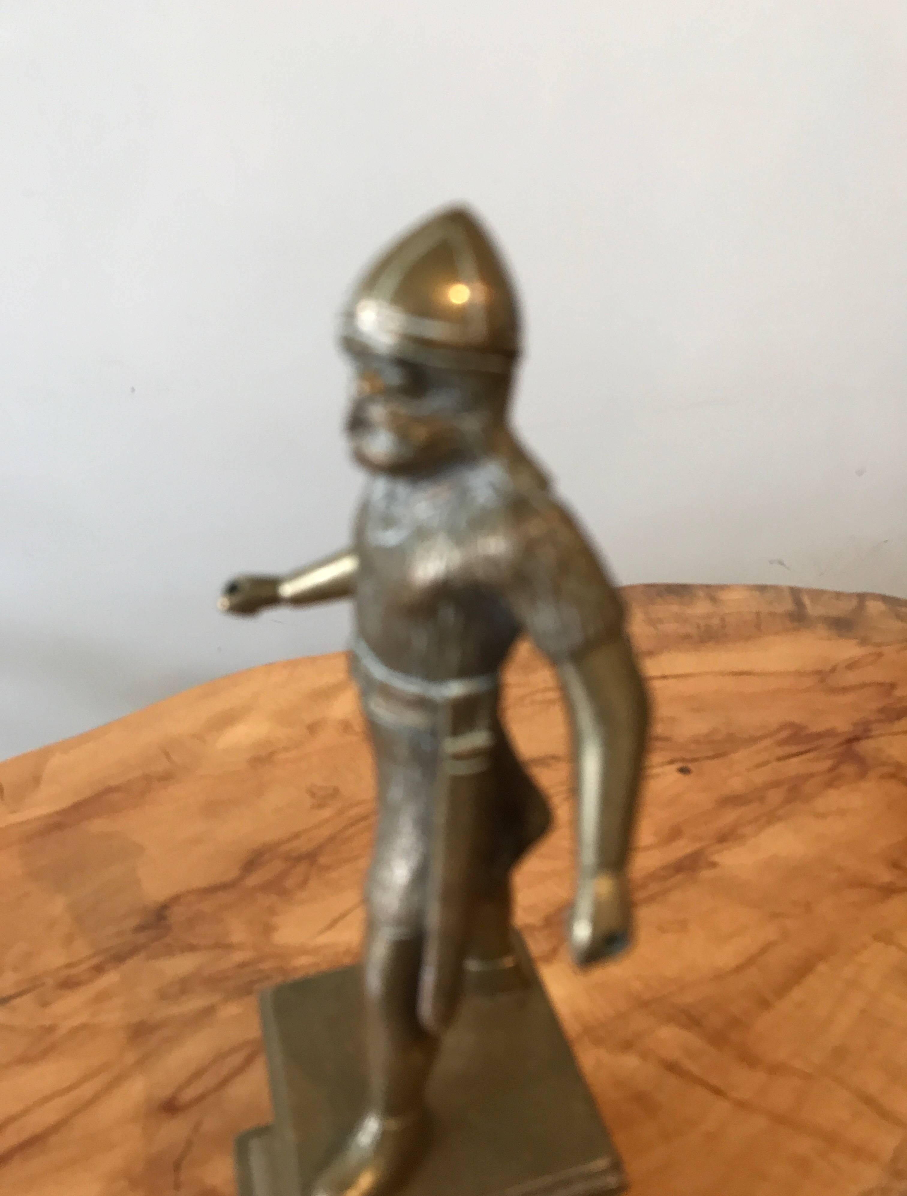 French 19th Century Brass Figural Statue of a Viking